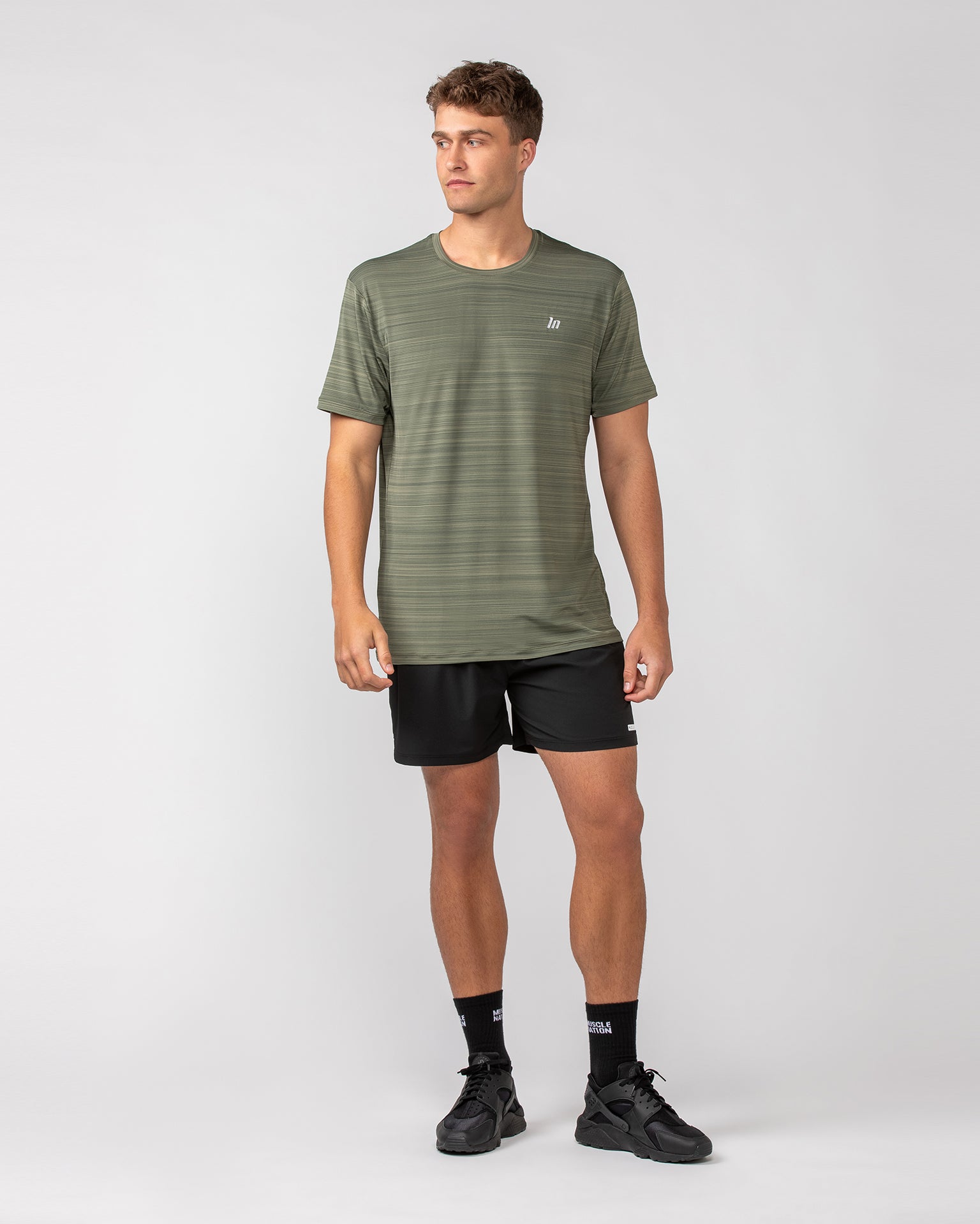 MN Active Running Tee - Dark Khaki-Tops-S-082439DKHAKI-S-MNAPPRL32607-5-Muscle Nation