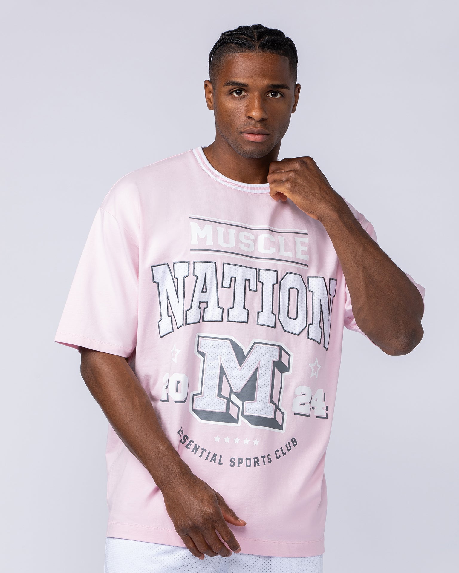 Sporting Club Oversized Tee - Soft Pink-T-Shirts-XS-1124205SFTP-XS-MNAPPRL35275-1-Muscle Nation