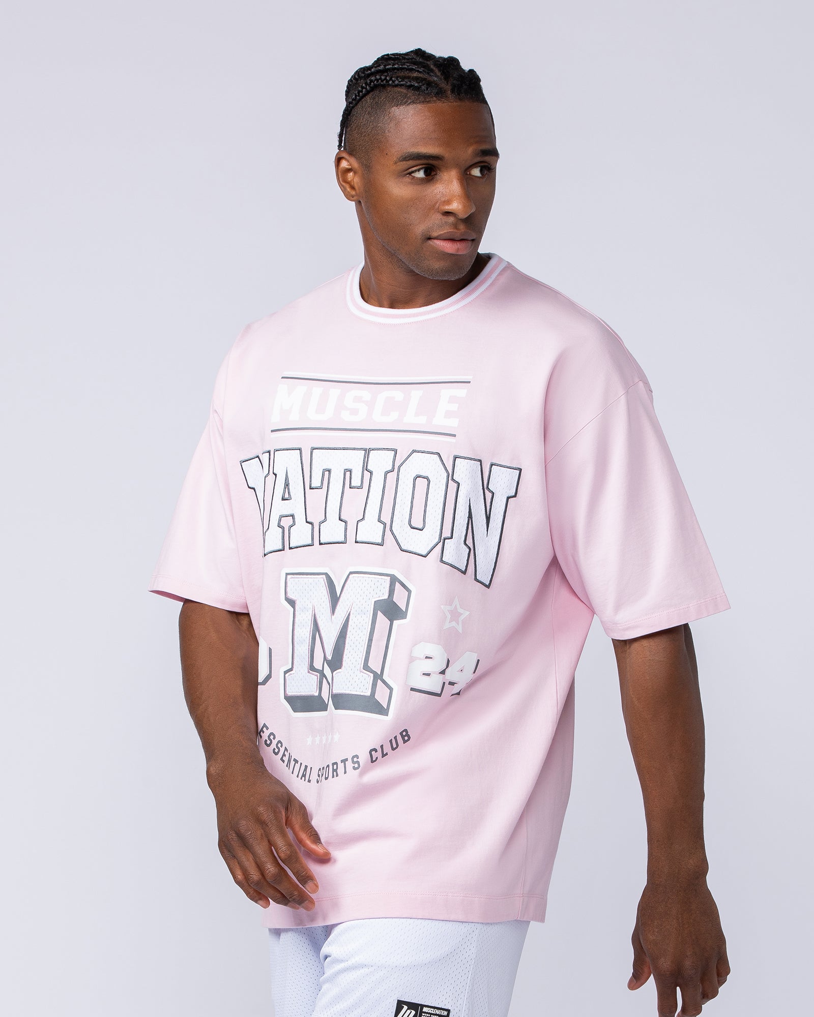 Sporting Club Oversized Tee - Soft Pink-T-Shirts-XS-1124205SFTP-XS-MNAPPRL35275-4-Muscle Nation