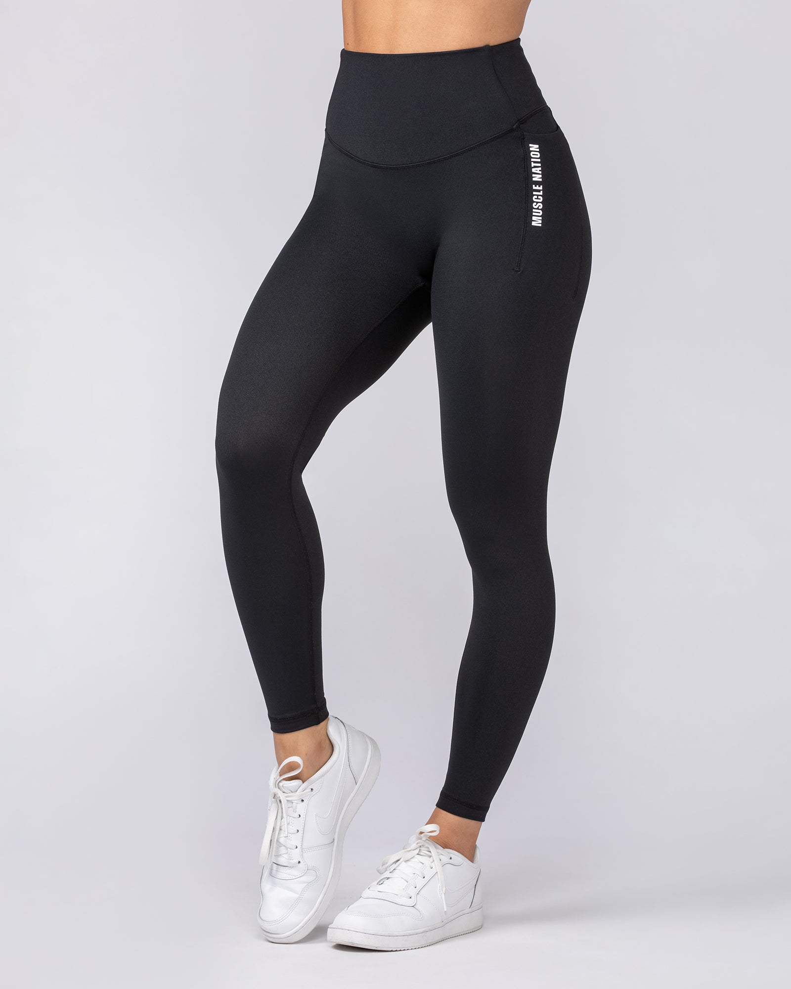 Core Pocket Ankle Length Leggings - Black-Leggings-XXS-112442BLK-XXS-MNAPPRL33424-3-Muscle Nation