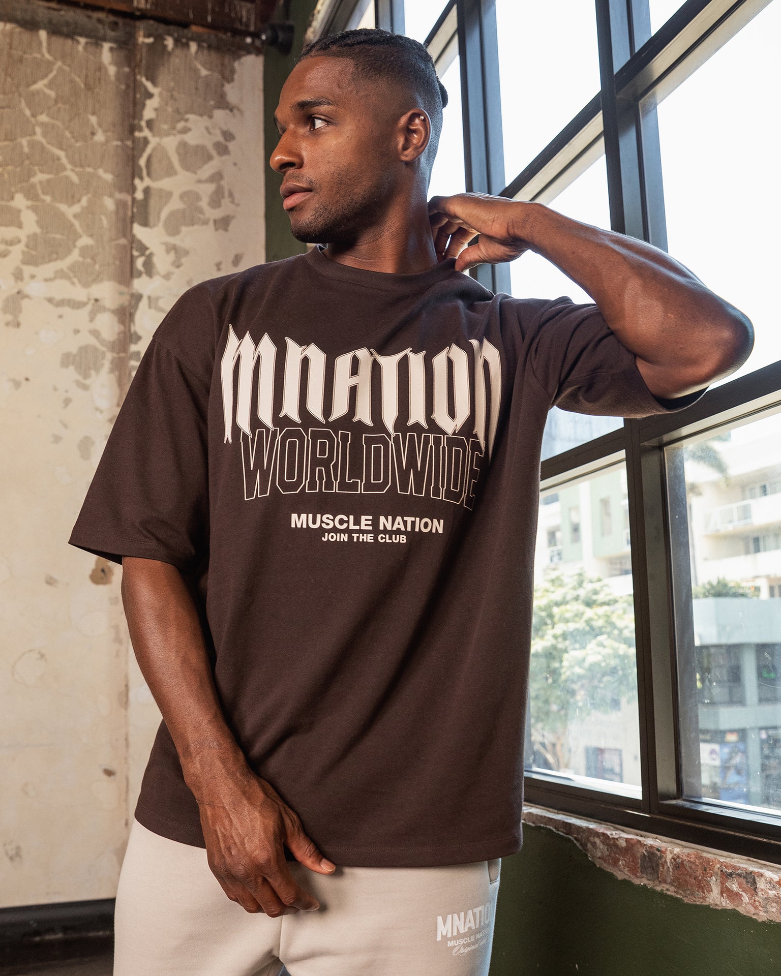 Metal Oversized Tee - Cocoa-T-Shirts-XS-032523COCOA-XS-MNAPPRL41189-1-Muscle Nation