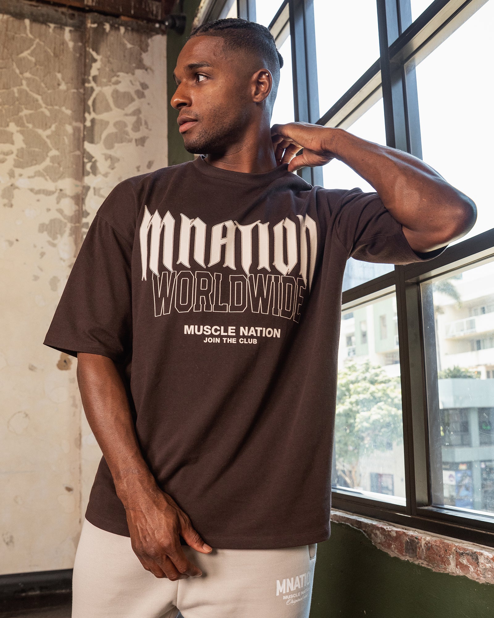 Metal Oversized Tee - Cocoa-T-Shirts-XS-032523COCOA-XS-MNAPPRL41189-1-Muscle Nation