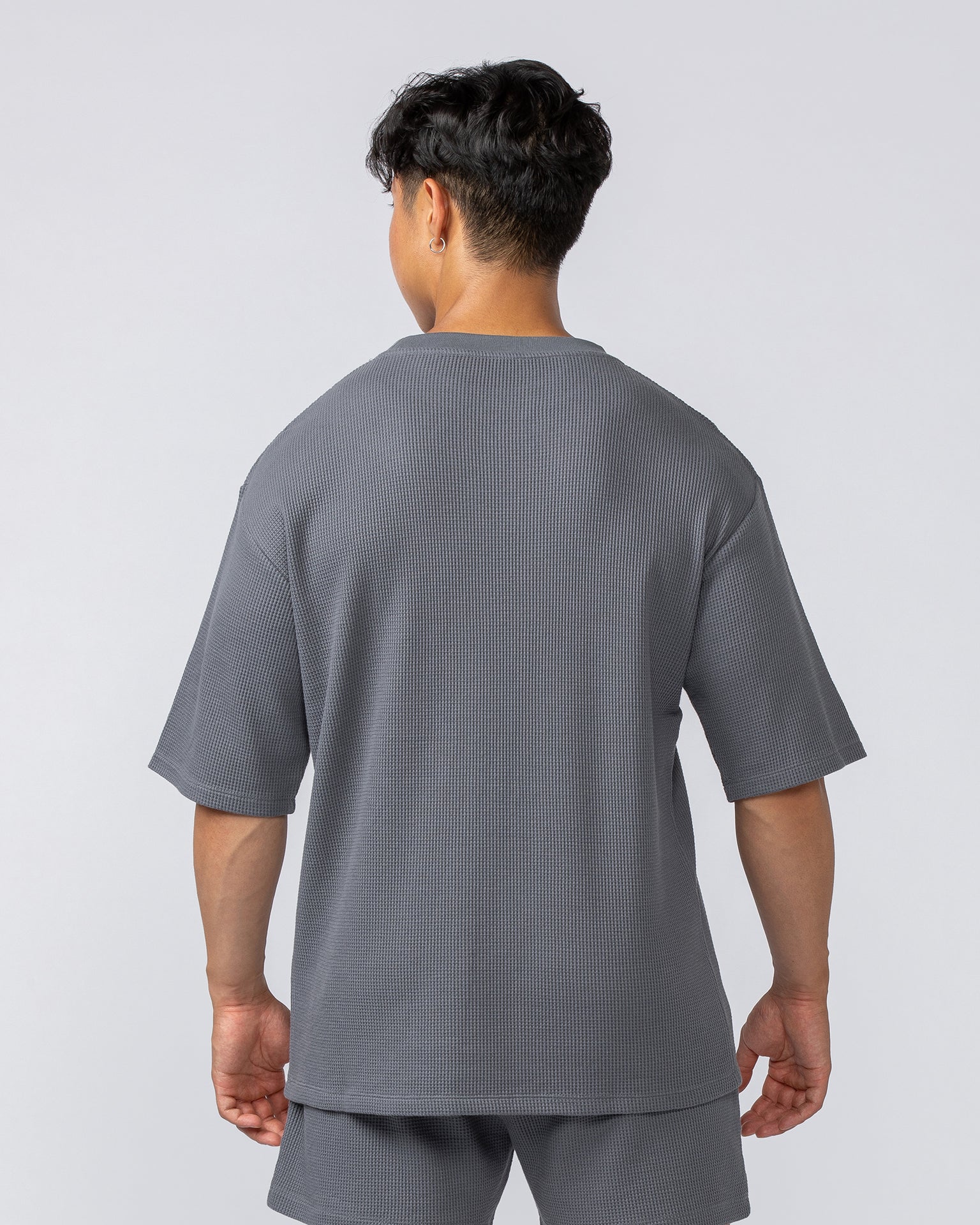 Lee Lem Short Boxy Waffle Tee - Platinum Grey-T-Shirts-XS-022552PLGREY-XS-MNAPPRL42805-4-Muscle Nation