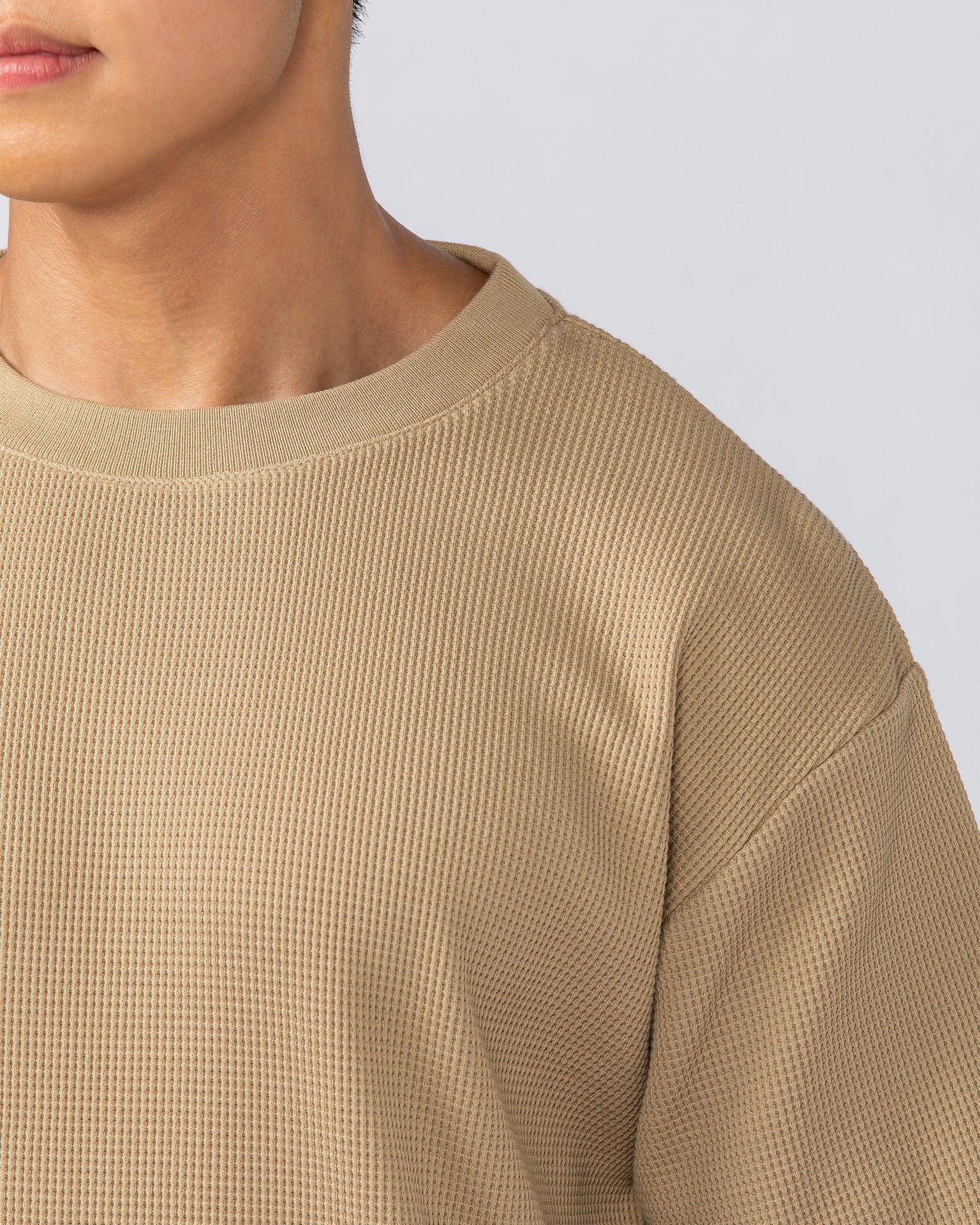 Lee Lem Short Boxy Waffle Tee - Butterscotch-T-Shirts-XS-022552BTTRSTCH-XS-MNAPPRL40942-3-Muscle Nation