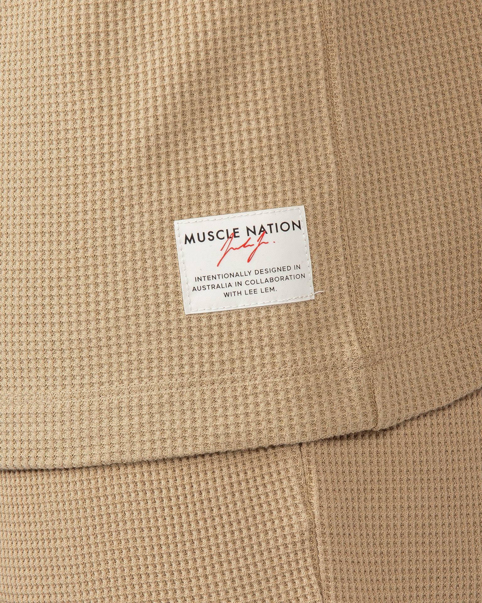 Lee Lem Short Boxy Waffle Tee - Butterscotch-T-Shirts-XS-022552BTTRSTCH-XS-MNAPPRL40942-6-Muscle Nation