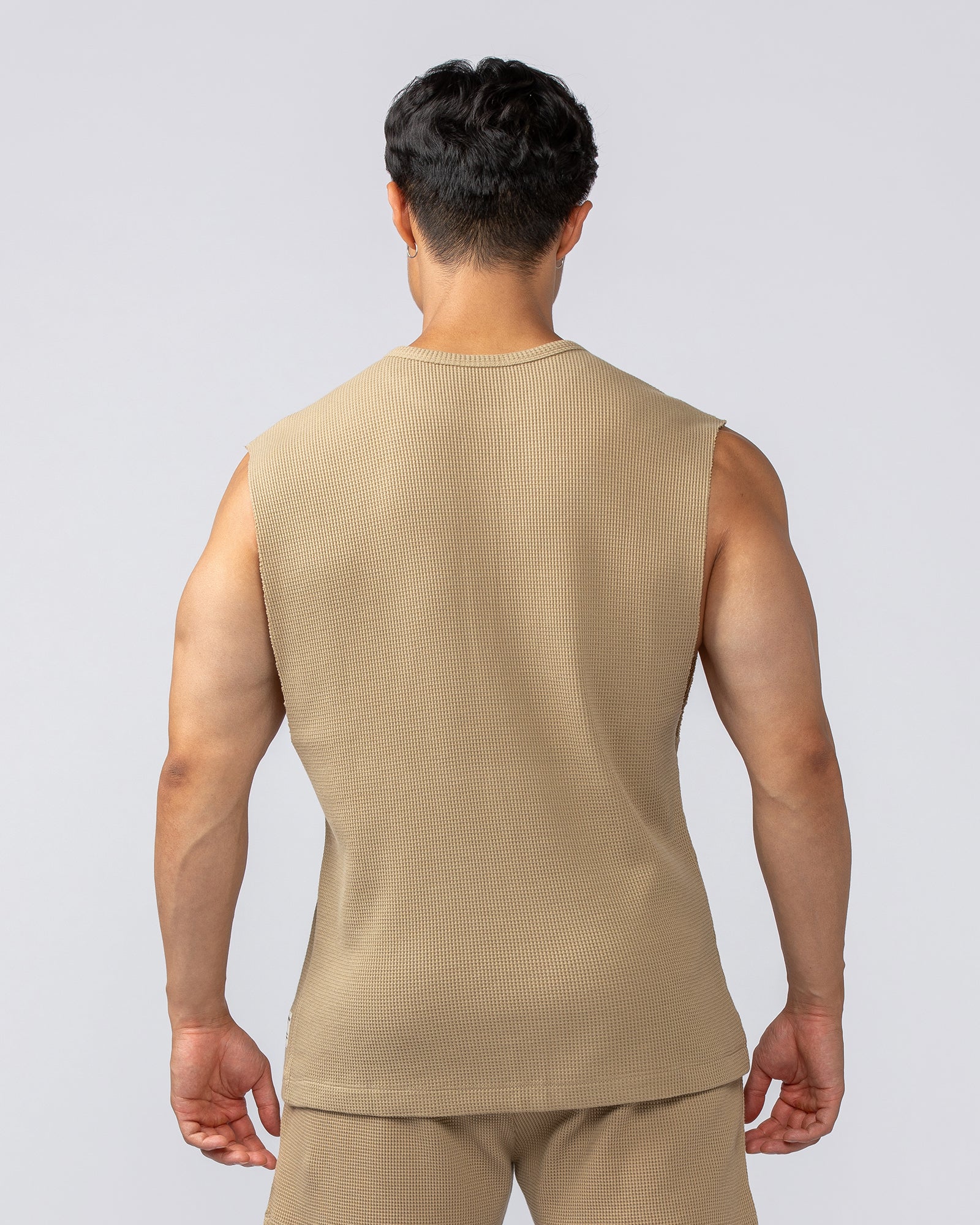 Lee Lem Short Boxy Waffle Muscle Tank - Butterscotch-Singlets & Tanks-XS-022548BTTRSTCH-XS-MNAPPRL42807-5-Muscle Nation