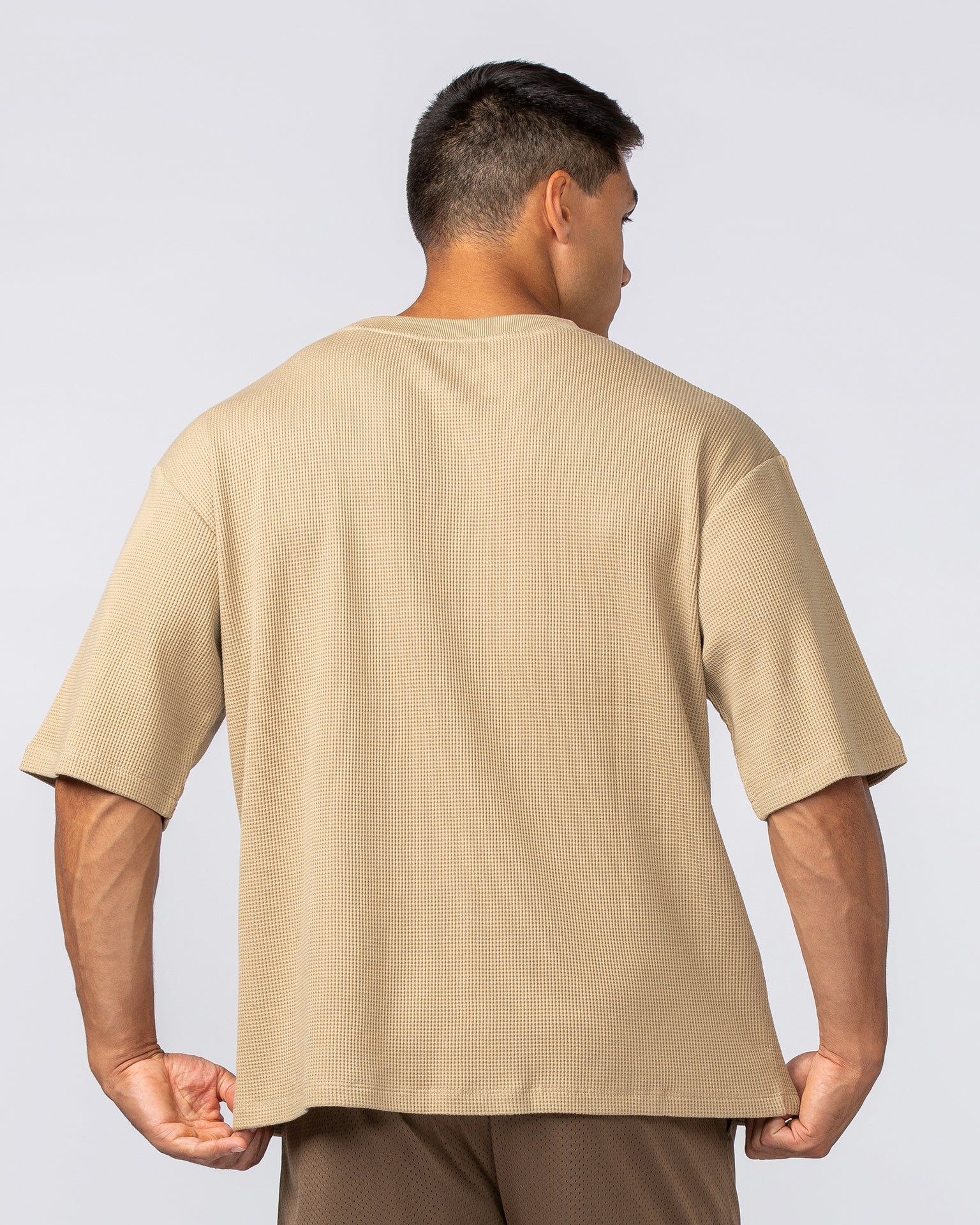 Lee Lem Short Boxy Waffle Tee - Butterscotch-T-Shirts-XS-022552BTTRSTCH-XS-MNAPPRL40942-5-Muscle Nation