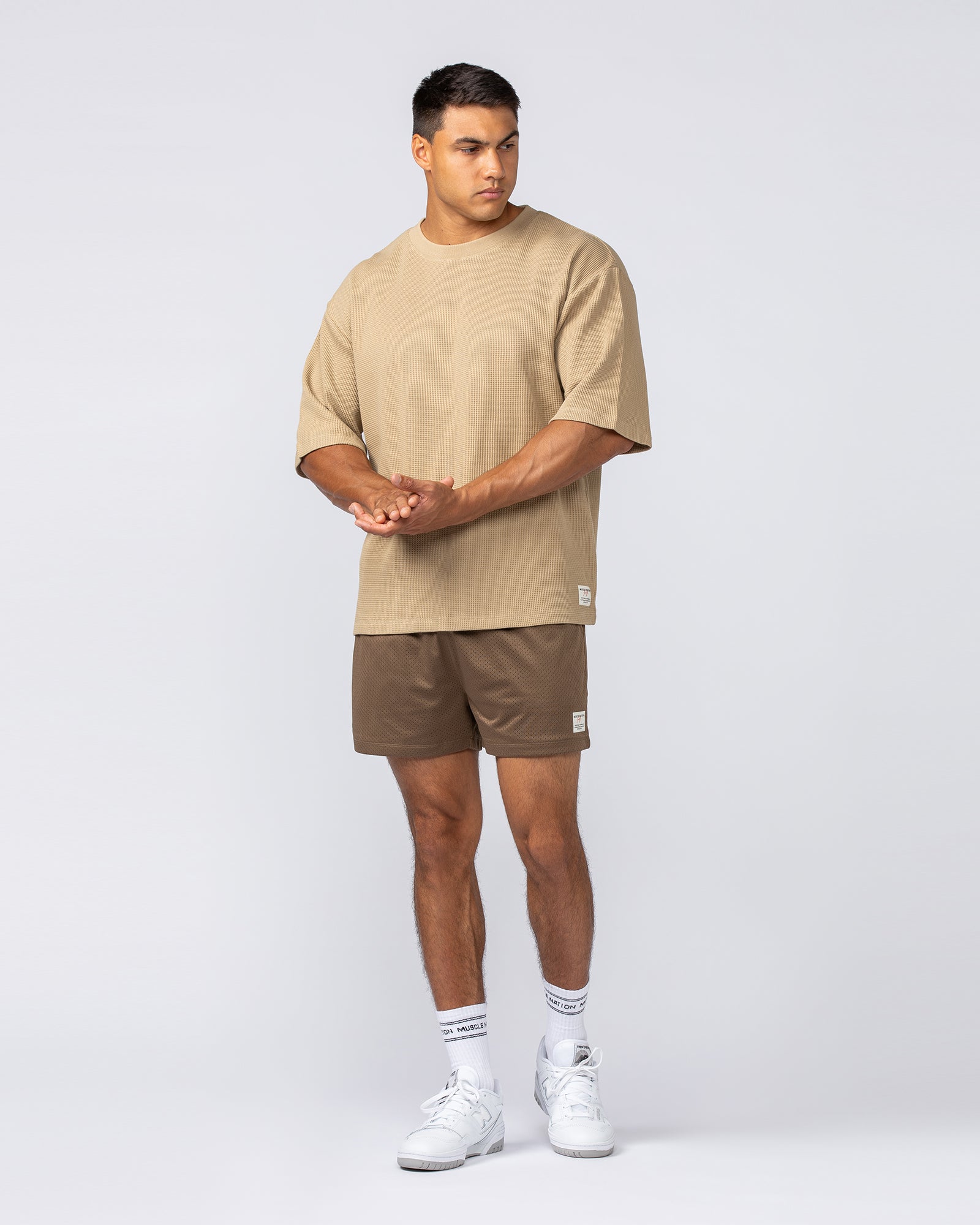 Lee Lem Short Boxy Waffle Tee - Butterscotch-T-Shirts-XS-022552BTTRSTCH-XS-MNAPPRL40942-7-Muscle Nation