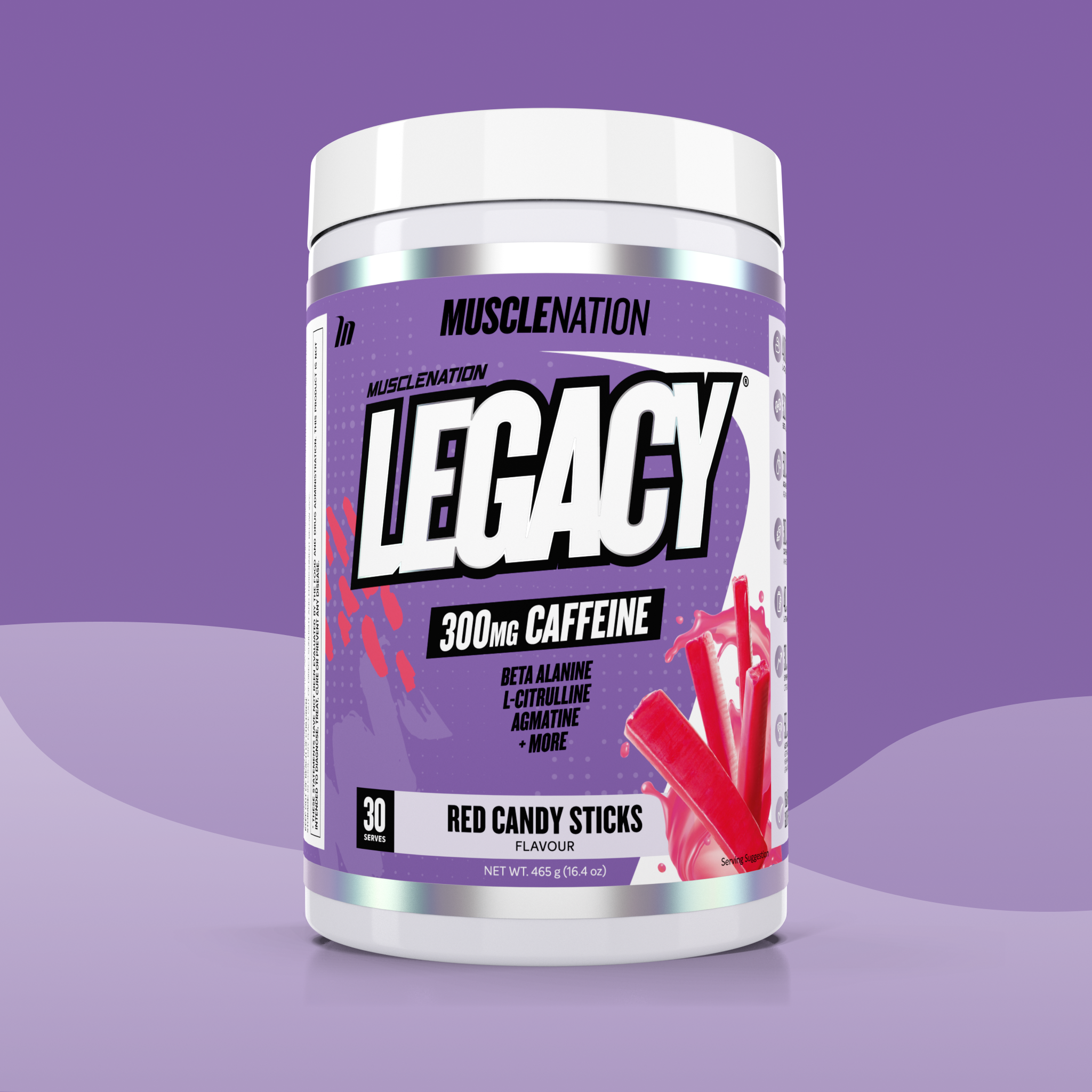 LEGACY Pre Workout Energy - Red Candy Sticks - 30 serves-Pre-Workouts-MNSUPPS0135-745125305851-1-Muscle Nation