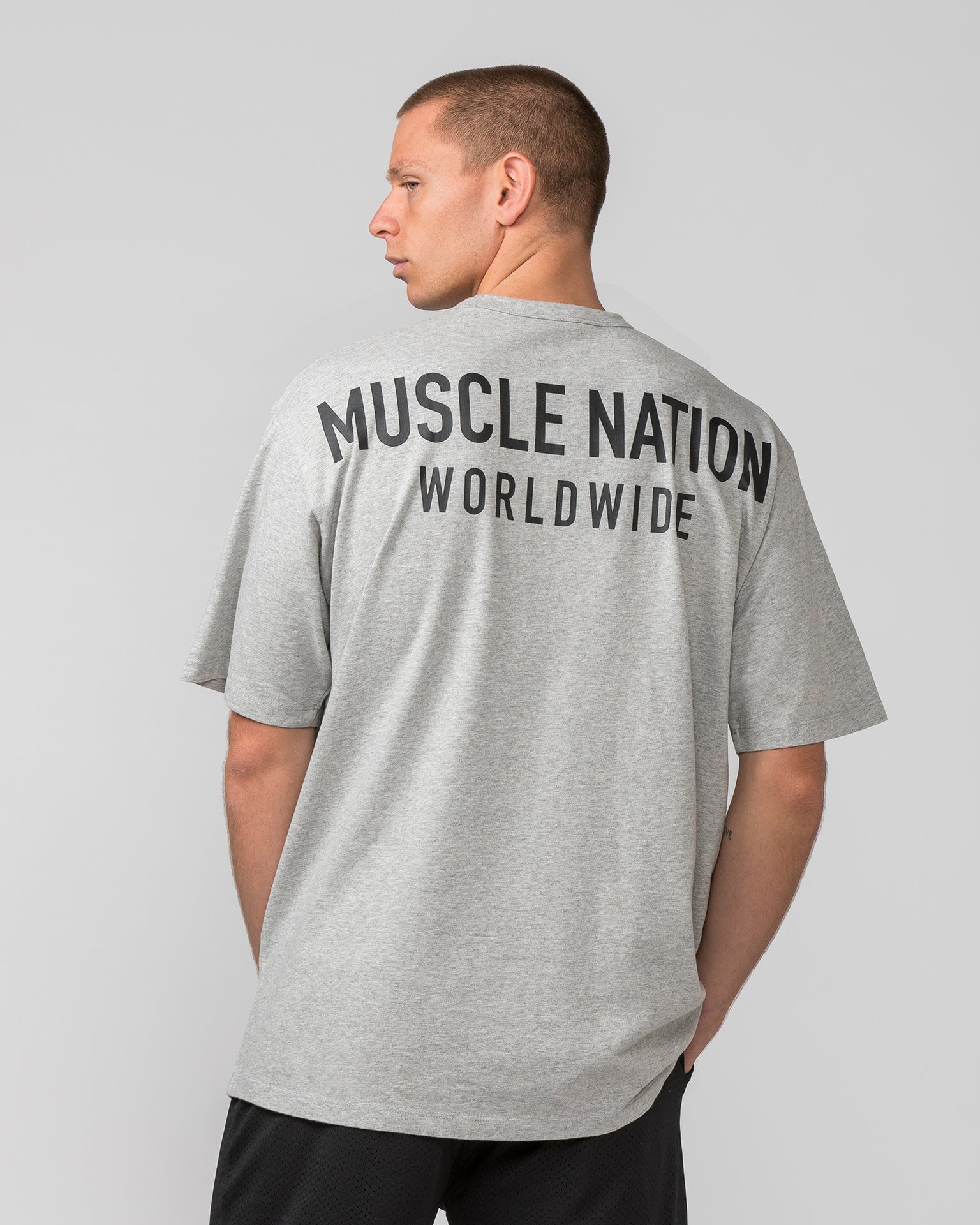 MNation Worldwide Pump Cover - Light Grey Marl / Black-T-Shirts-XS-022484LGMBLK-XS-MNAPPRL31934-1-Muscle Nation