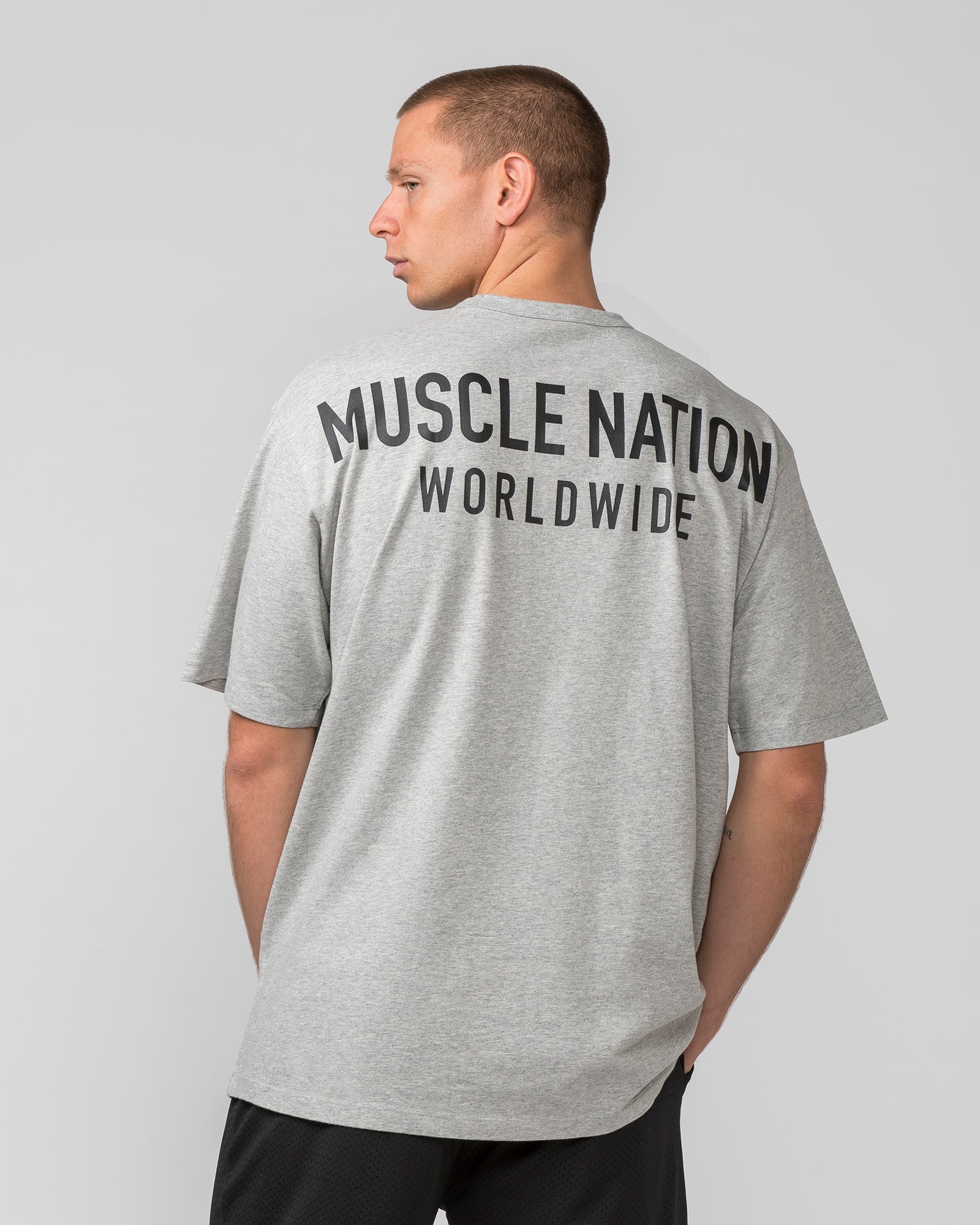 MNation Worldwide Pump Cover - Light Grey Marl / Black-T-Shirts-XS-022484LGMBLK-XS-MNAPPRL31934-1-Muscle Nation