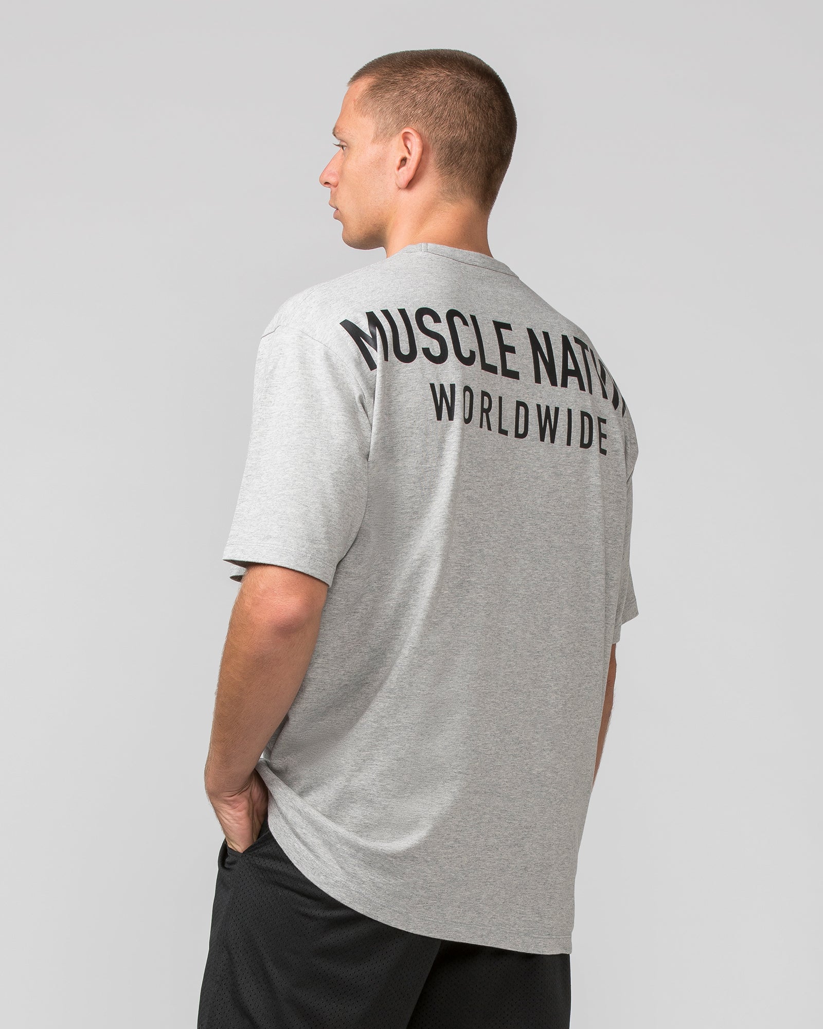 MNation Worldwide Pump Cover - Light Grey Marl / Black-T-Shirts-XS-022484LGMBLK-XS-MNAPPRL31934-5-Muscle Nation