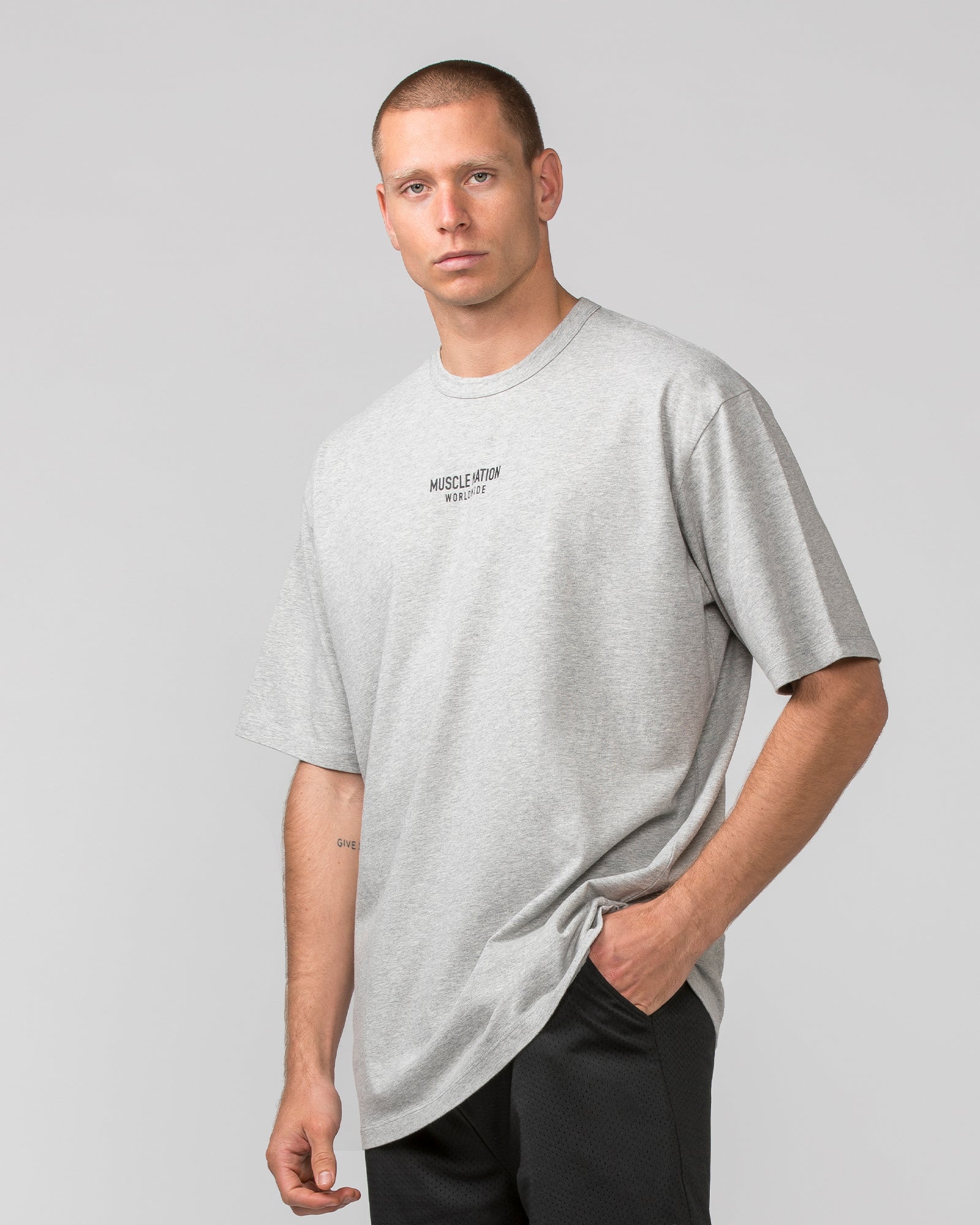 MNation Worldwide Pump Cover - Light Grey Marl / Black-T-Shirts-XS-022484LGMBLK-XS-MNAPPRL31934-3-Muscle Nation