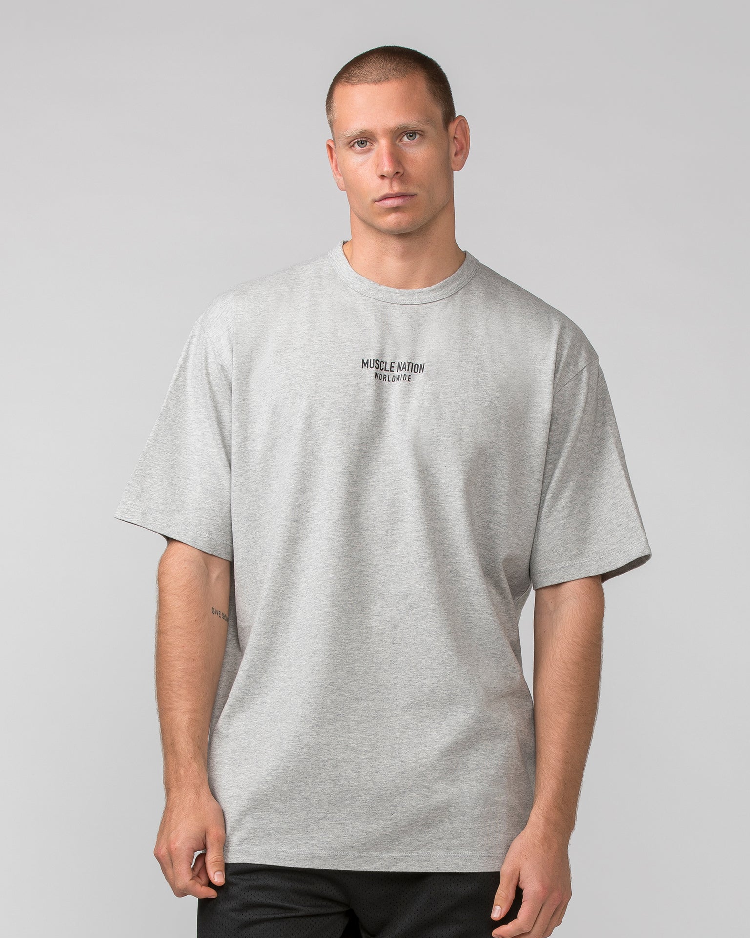 MNation Worldwide Pump Cover - Light Grey Marl / Black-T-Shirts-XS-022484LGMBLK-XS-MNAPPRL31934-2-Muscle Nation