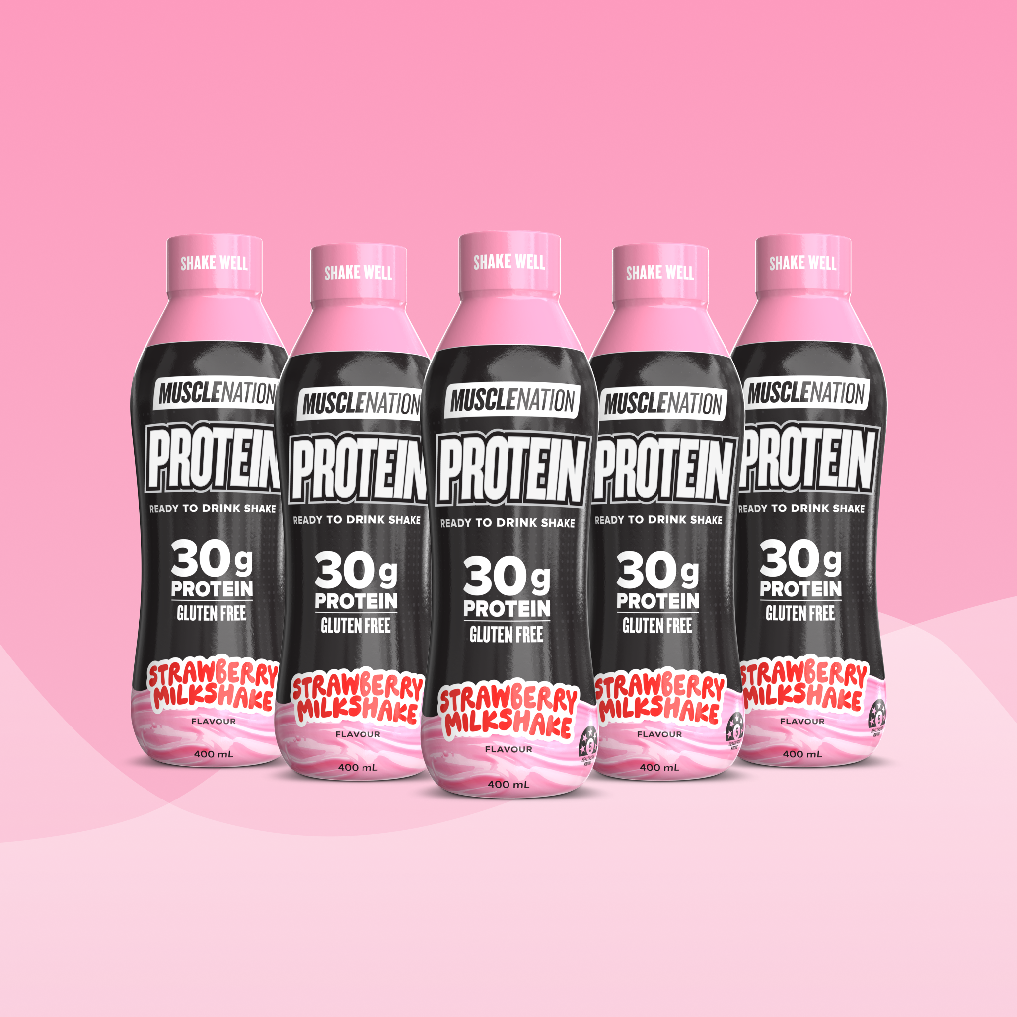 Protein Shake RTD - Strawberry Milkshake 400ml Bottle (6 Pack) - Image 2