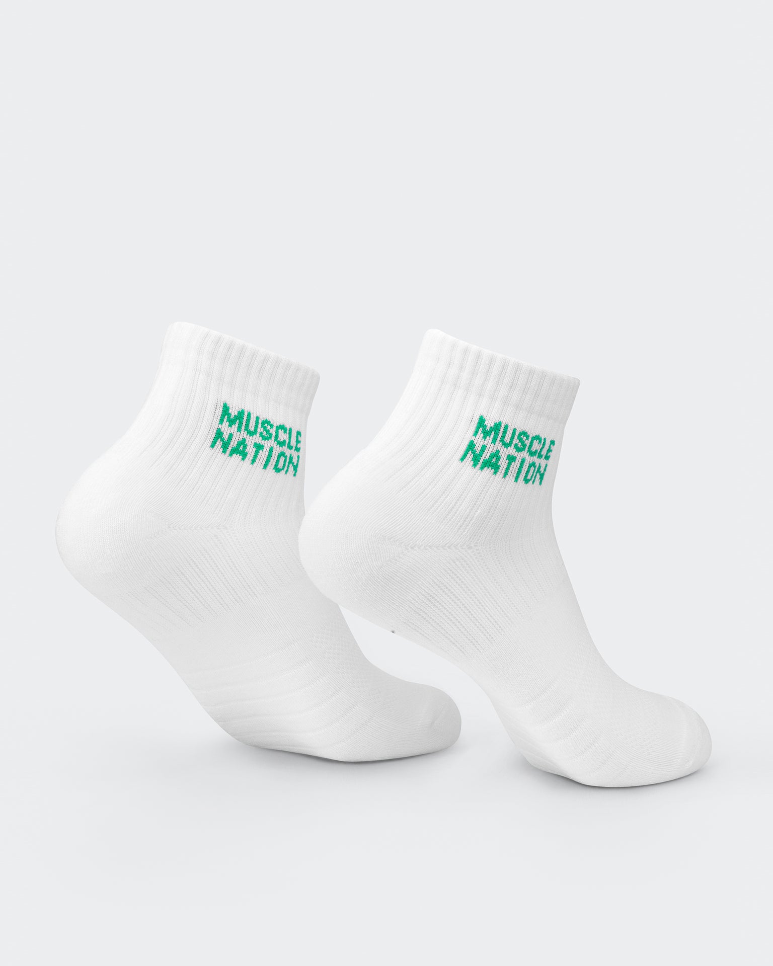 Womens 1/4 Crew Sock (2x Pack) - Clover/ Hollywood pink-Socks-White/ Clover, White/ Hollywood Pink-MNAPPRL32715WHTCLVHPK-ONE-MNAPPRL32715-3-Muscle Nation