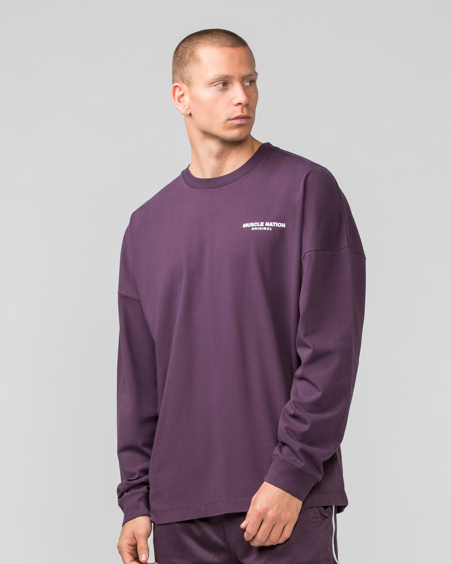 Worldwide Long Sleeve Tee - Midnight Plum-Long Sleeve T-Shirts-S-022443MIDNTPL-S-MNAPPRL30698-3-Muscle Nation