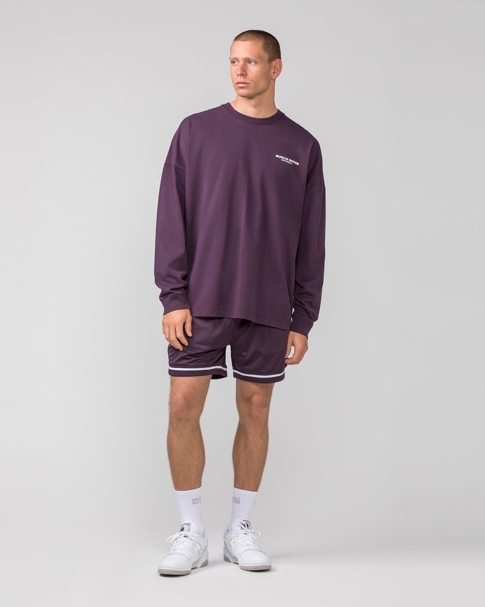 Worldwide Long Sleeve Tee - Midnight Plum-Long Sleeve T-Shirts-S-022443MIDNTPL-S-MNAPPRL30698-6-Muscle Nation