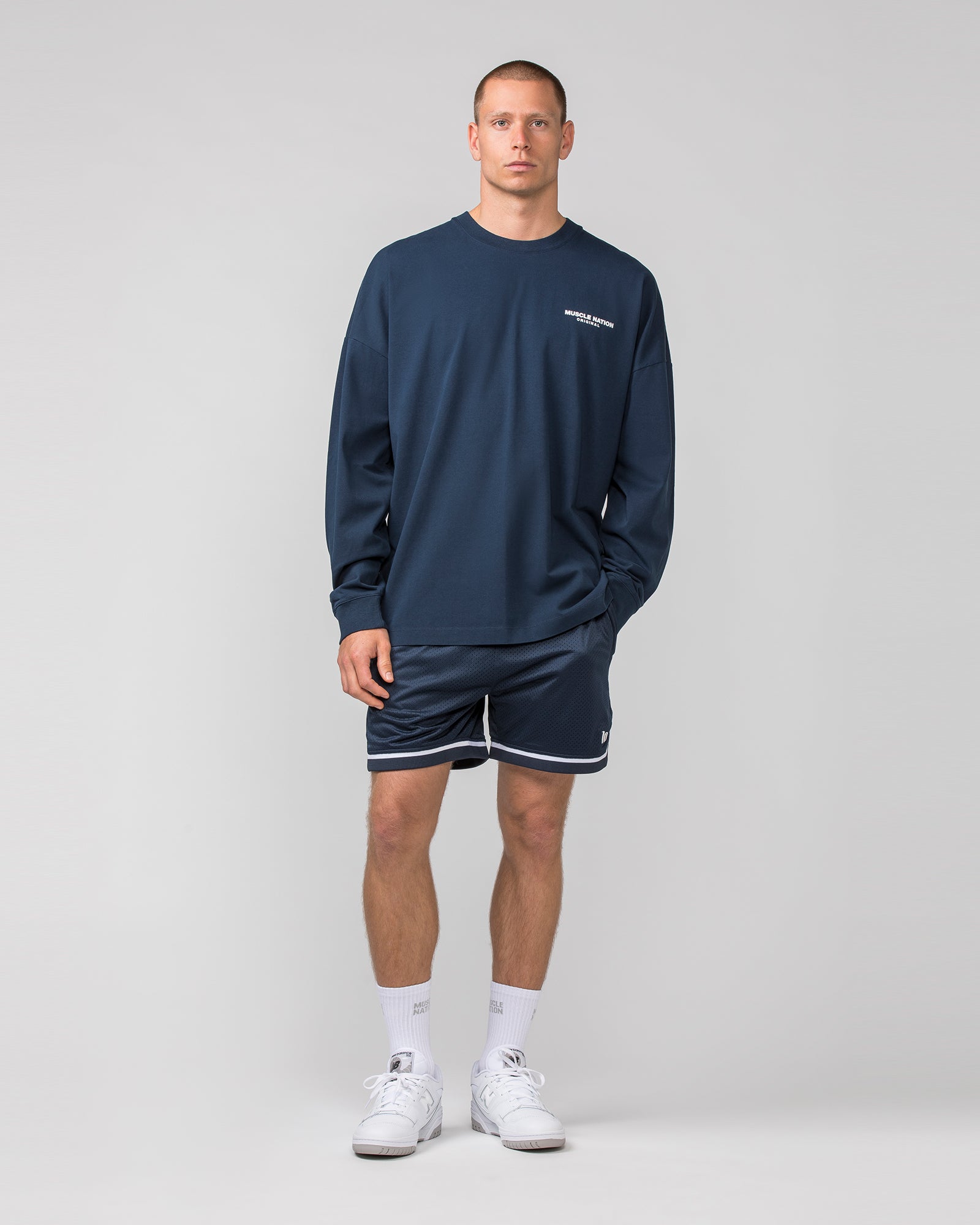 Worldwide Long Sleeve Tee - Navy-Long Sleeve T-Shirts-S-022443NAVY-S-MNAPPRL30705-6-Muscle Nation