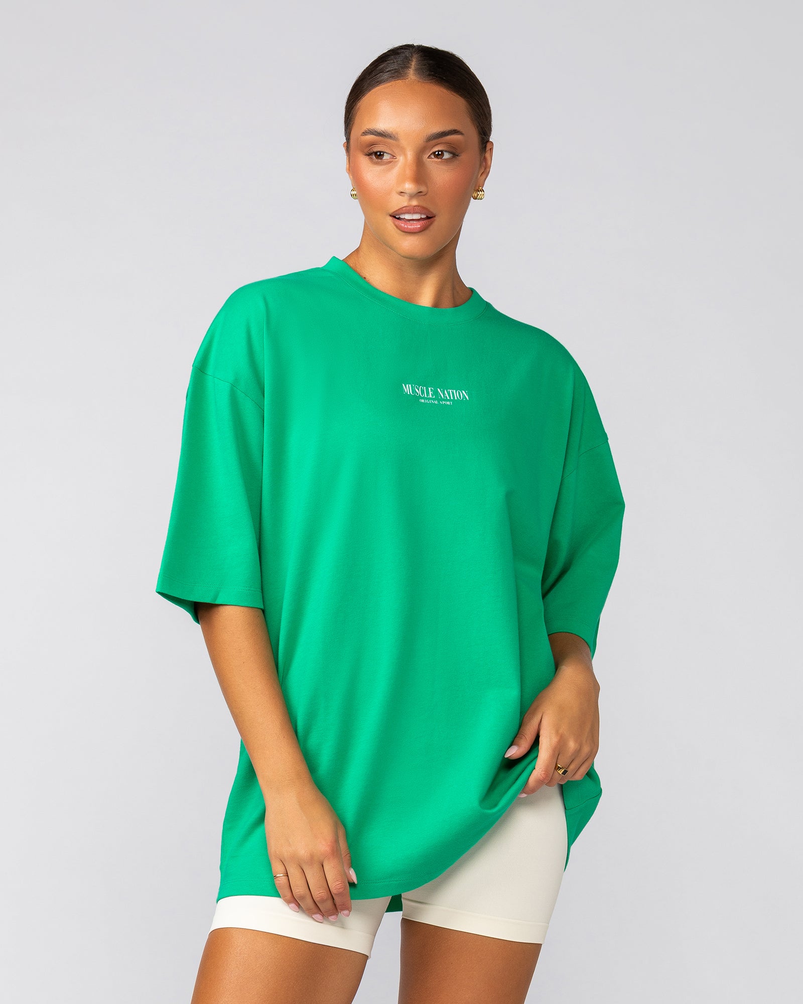 Weekender Oversized Tee - Clover-T-Shirts-XS-042505CLVR-XS-MNAPPRL43315-6-Muscle Nation