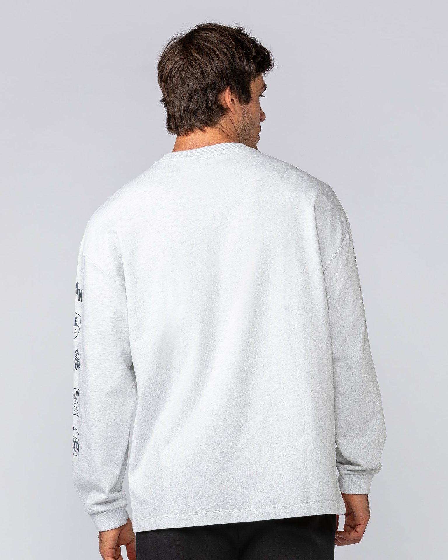 Alpha Loopback Oversized Mens Long Sleeve - Snow Grey Marl-Long Sleeve T-Shirts-S-042503SNGRYMR-S-MNAPPRL41734-4-Muscle Nation