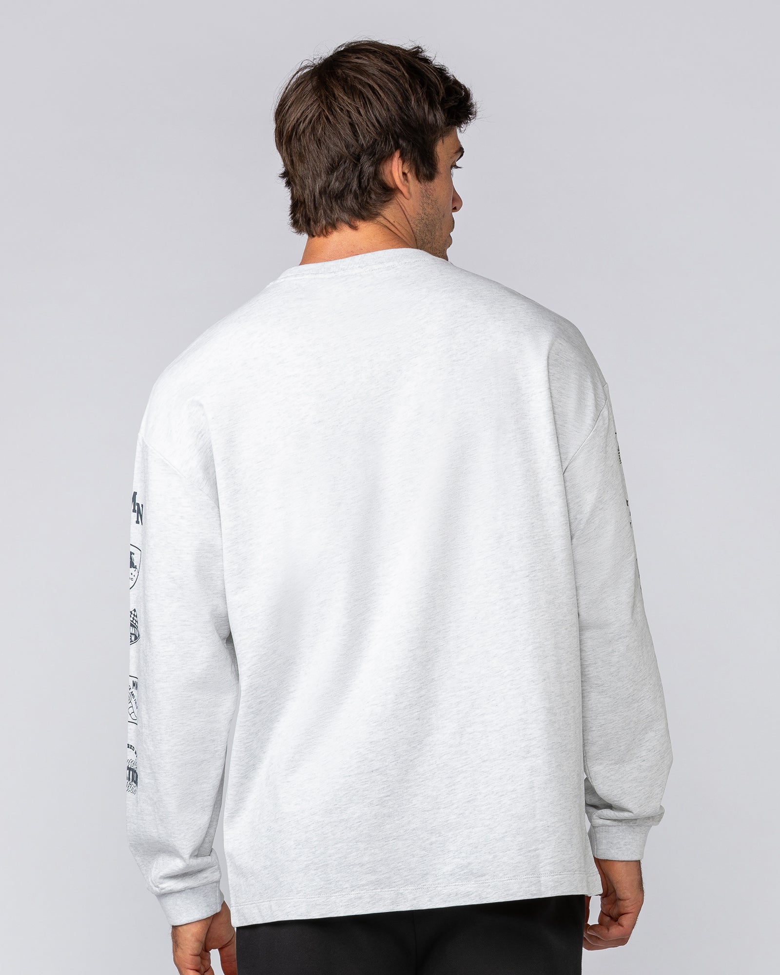 Alpha Loopback Oversized Mens Long Sleeve - Snow Grey Marl-Long Sleeve T-Shirts-S-042503SNGRYMR-S-MNAPPRL41734-4-Muscle Nation