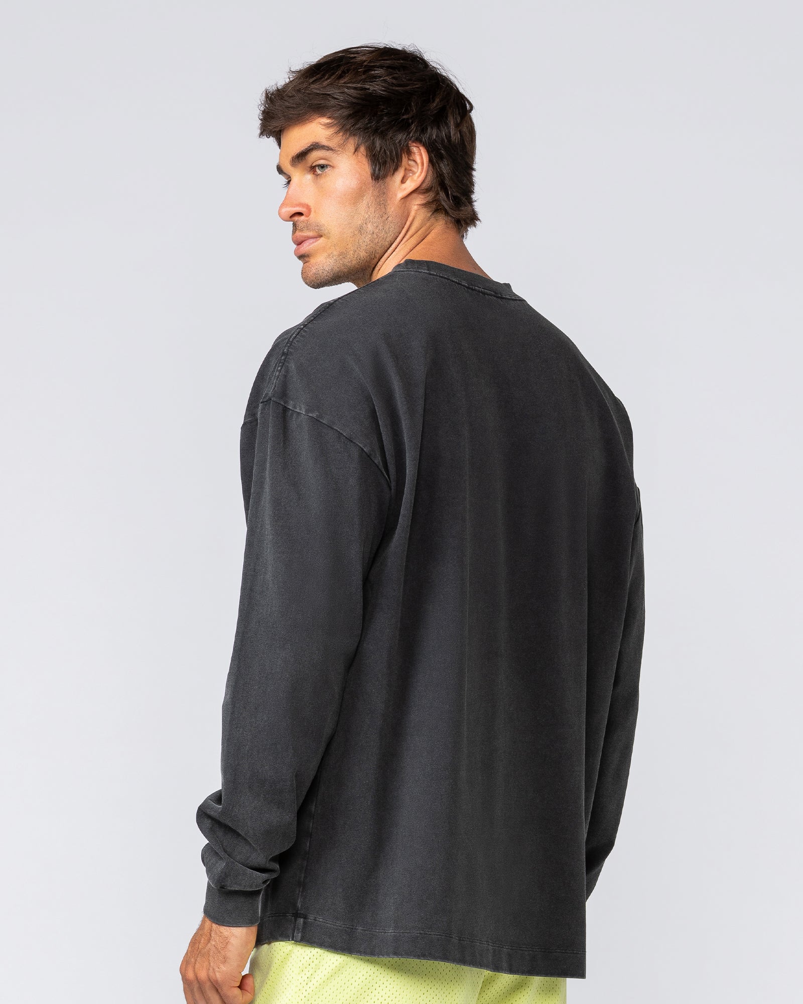 Alpha Oversized Mens Long Sleeve - Washed Black-Long Sleeve T-Shirts-S-042513WSHBLK-S-MNAPPRL41741-3-Muscle Nation