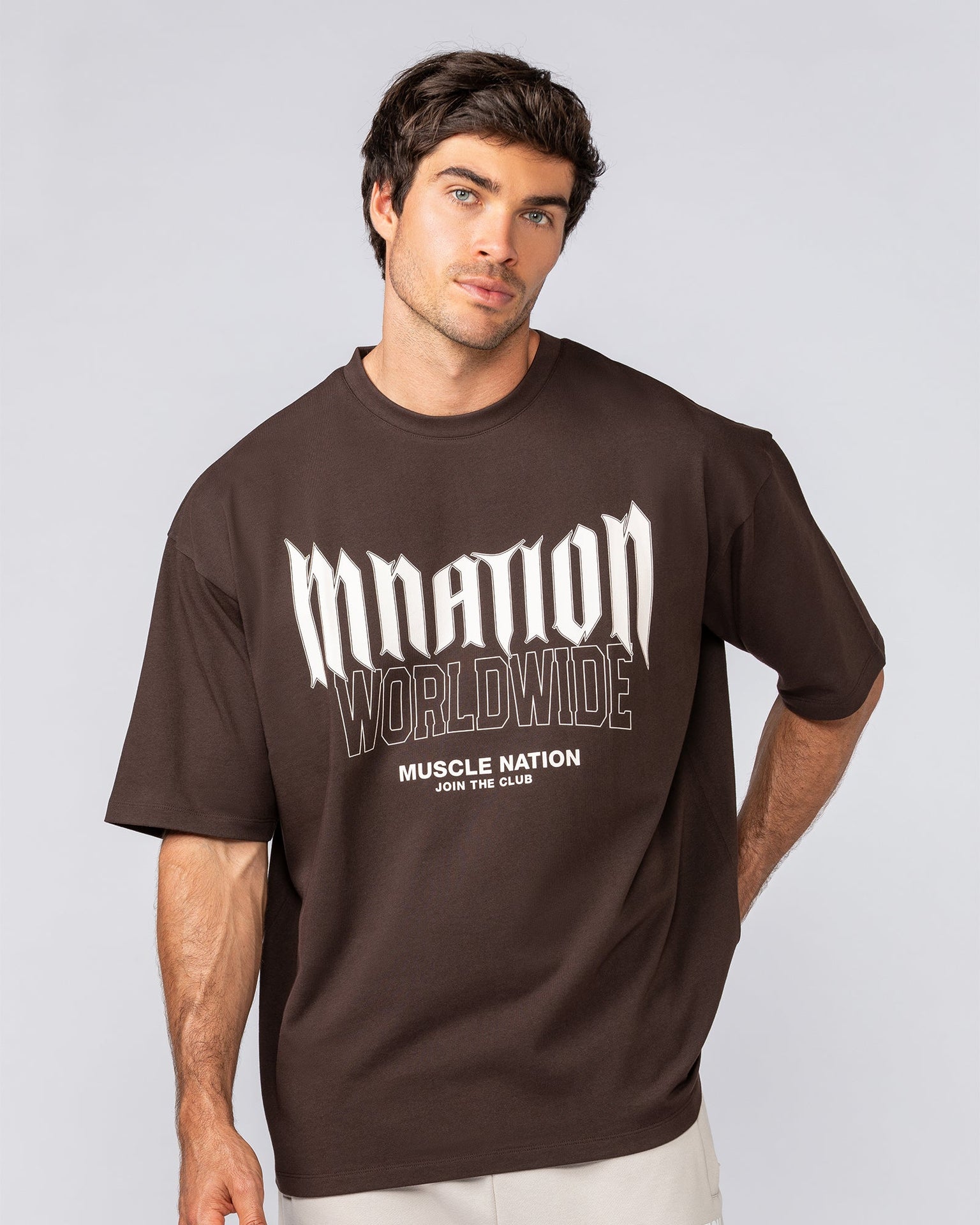 Metal Oversized Tee - Cocoa-T-Shirts-XS-032523COCOA-XS-MNAPPRL41189-2-Muscle Nation