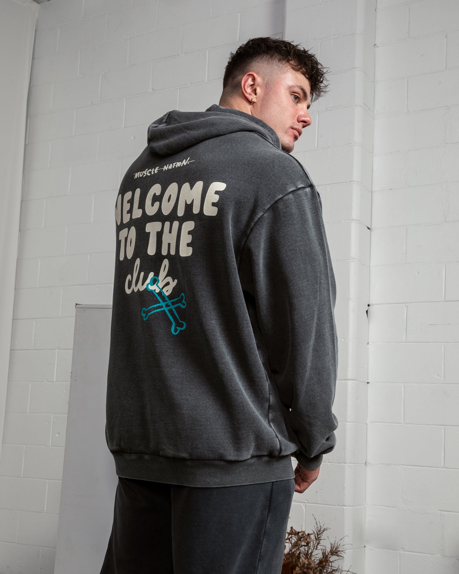 Mens MN Club Oversized Vintage Hoodie-Muscle Nation