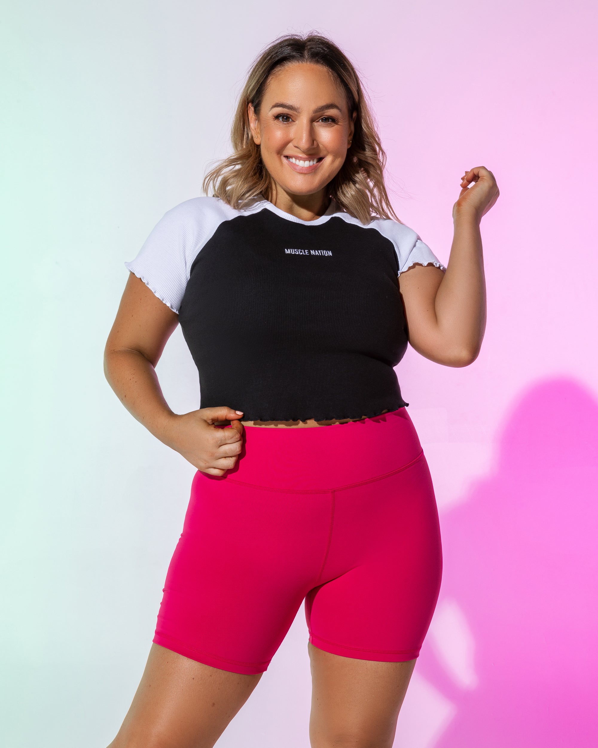 Dream Big Lettuce Hem Ribbed Tee-Muscle Nation