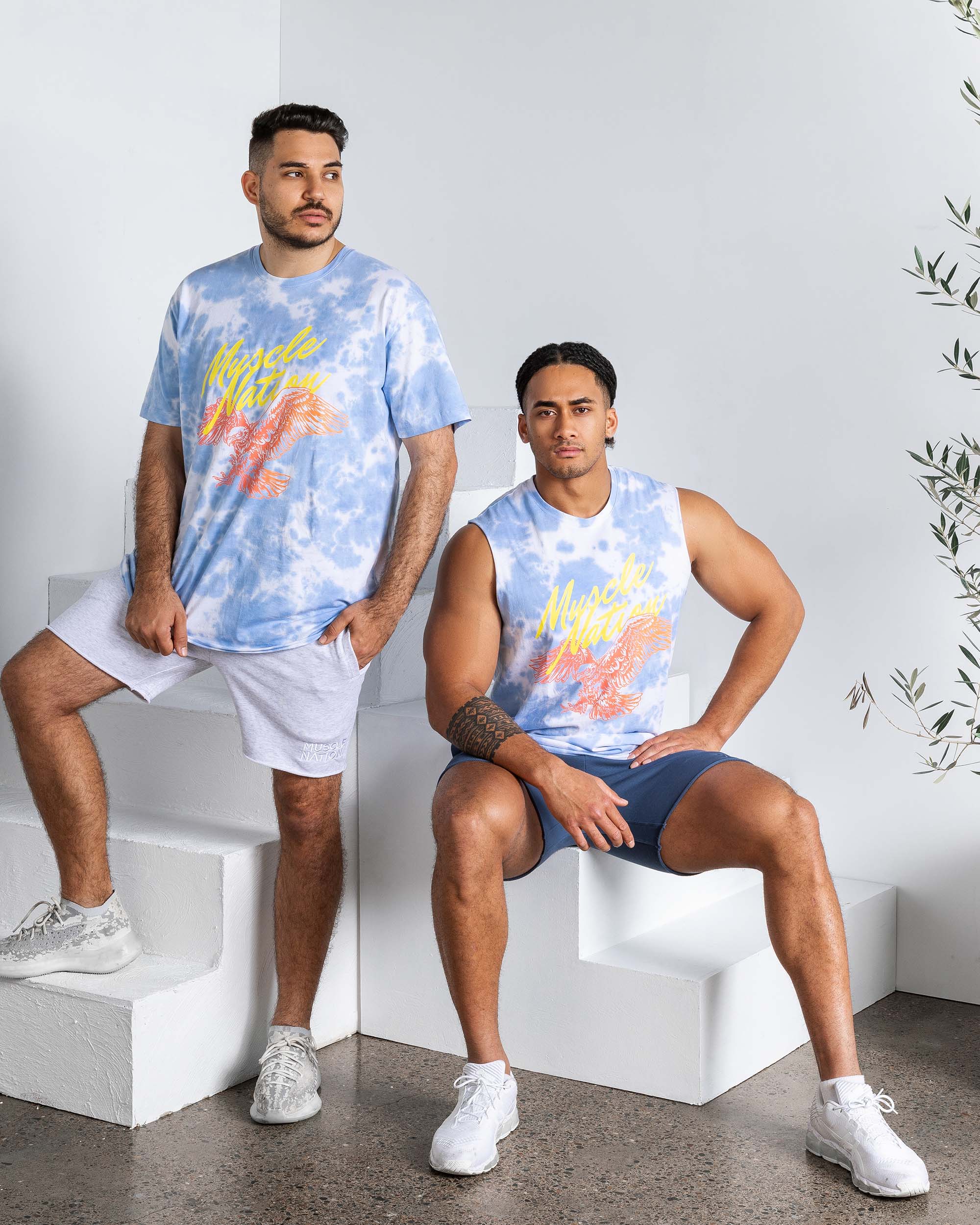 Neon Eagle Tie Dye Tank & Oversized Tee-Muscle Nation