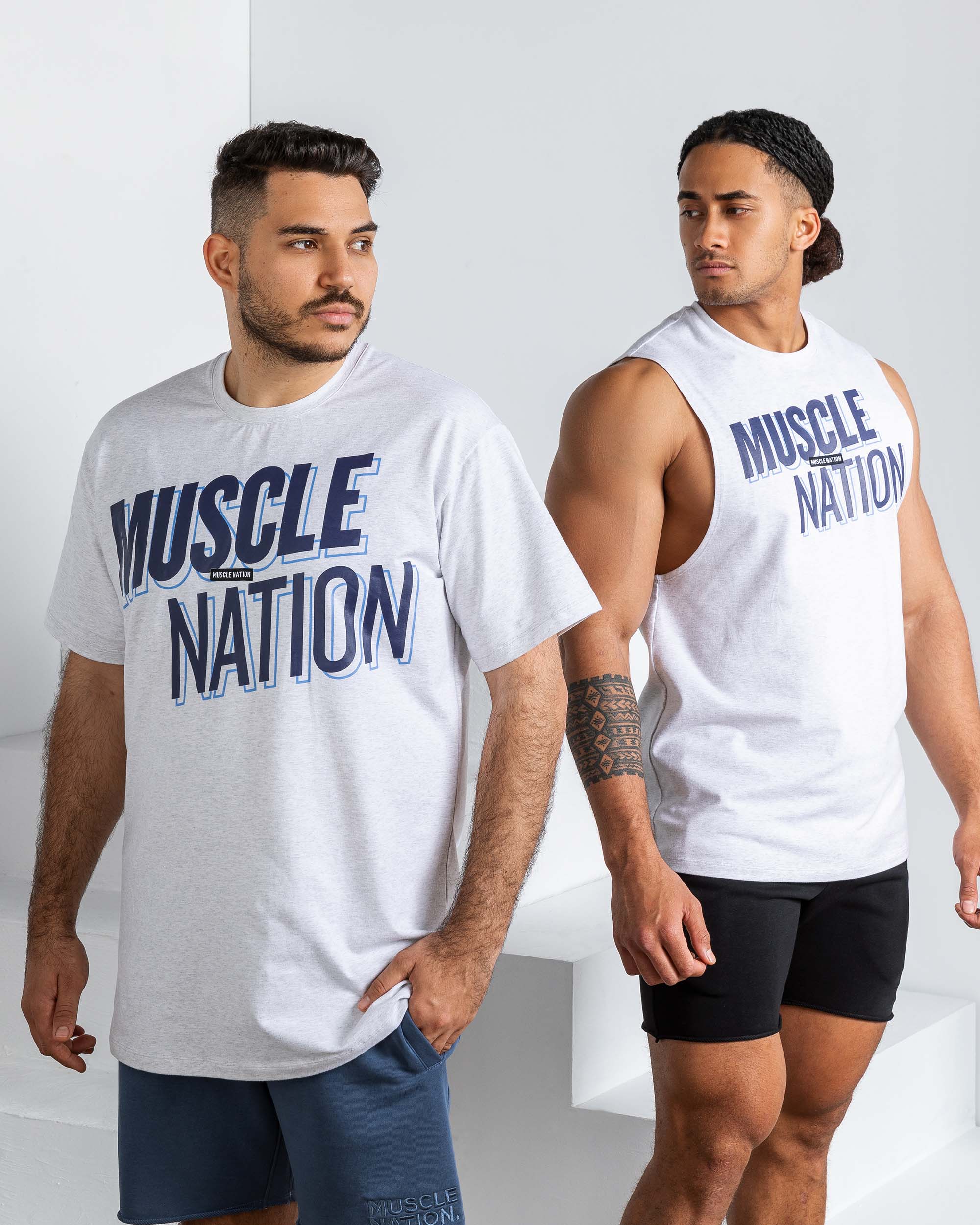 Duo Branded Drop Arm Tank & Tee-Muscle Nation