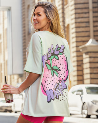 Berry Good Oversized Tee - Lime Cream-T-Shirts-XXS-082509LMCRM-XXS-MNAPPRL43687-1-Muscle Nation