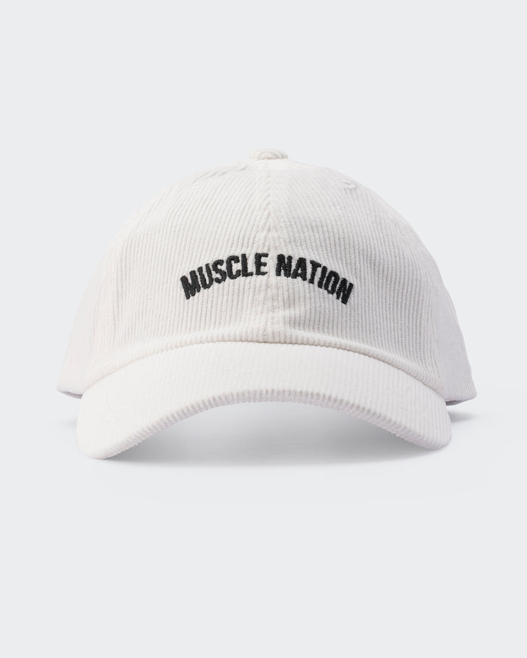Worldwide Corduroy Dad Cap - White-Accessories-White-AC022468WHT-ONE-MNAPPRL30335-2-Muscle Nation