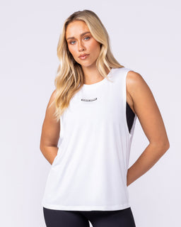 Active Drop Arm Training Tank White - Muscle Nation women's tank top