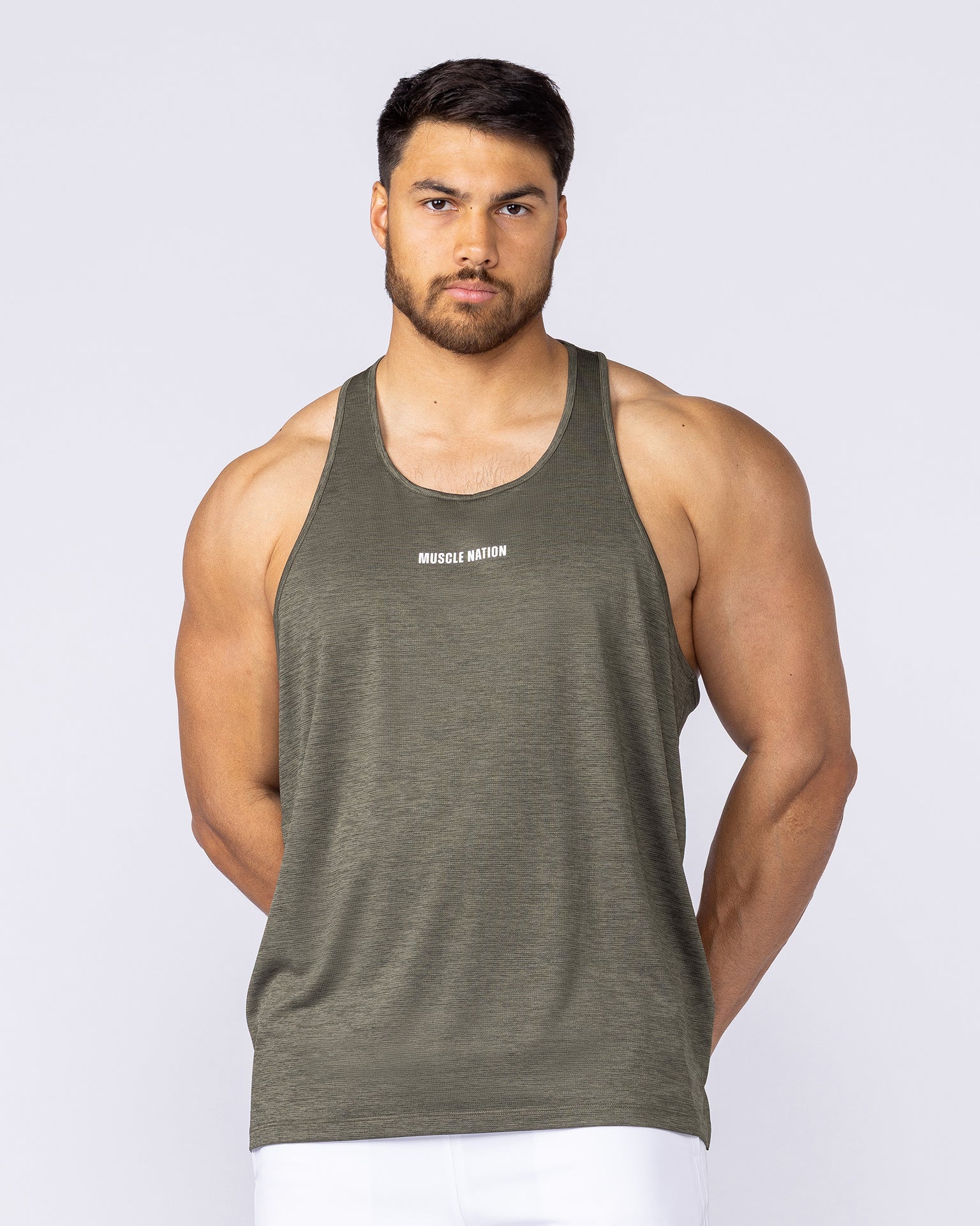 Aero Y Back Singlet - Khaki-Singlets & Tanks-S-112563DKHAKI-S-MNAPPRL47220-3-Muscle Nation