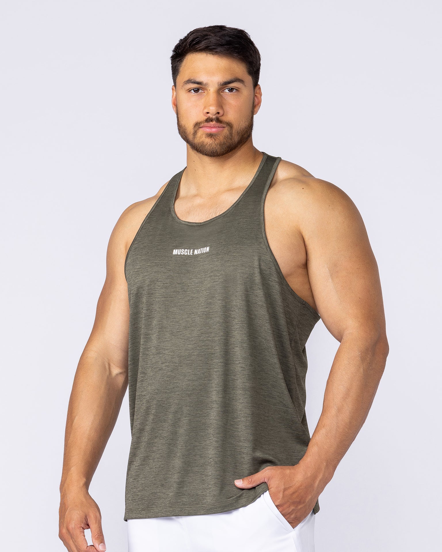 Aero Y Back Singlet - Khaki-Singlets & Tanks-S-112563DKHAKI-S-MNAPPRL47220-4-Muscle Nation