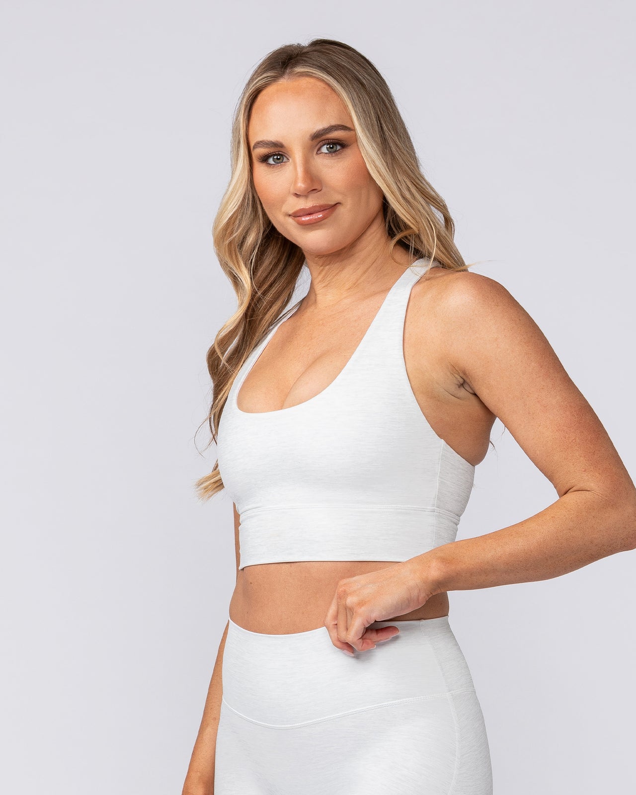 Allure Longline Bra - White Grey Marl-Sports Bras-XS-082502WHTGMRL-XS-MNAPPRL43638-3-Muscle Nation