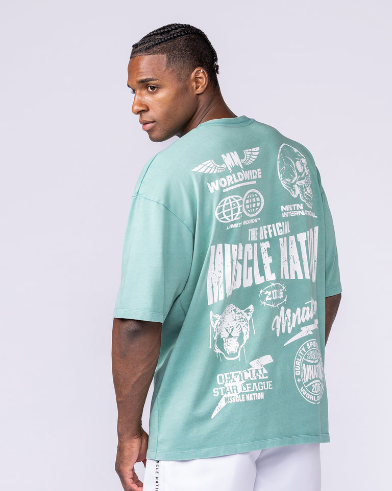 Archives Oversized Vintage Tee - Washed Alpine-T-Shirts-XXS-112572WAPN-XXS-MNAPPRL47242-4-Muscle Nation