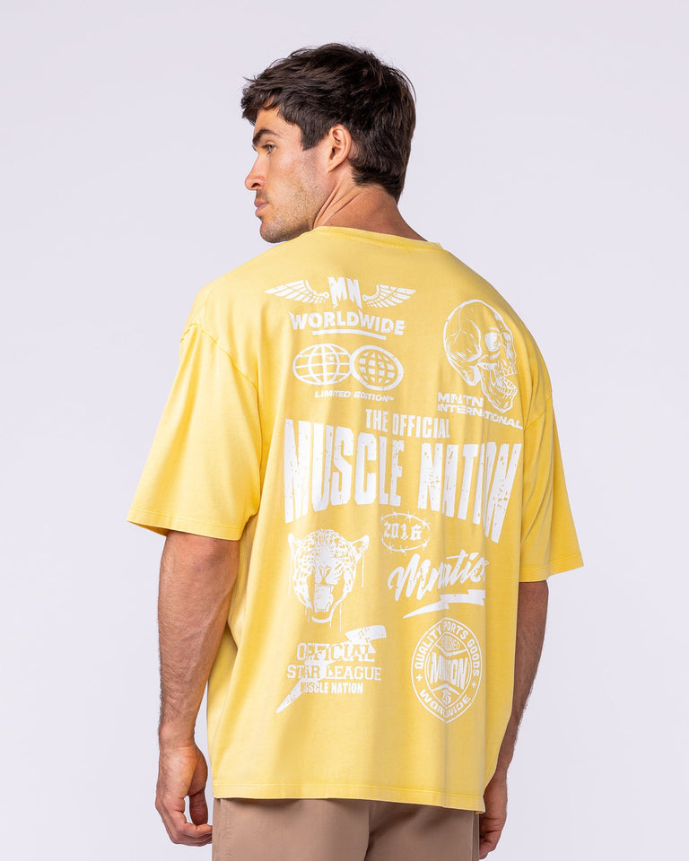 Archives Oversized Vintage Tee - Washed Honeycomb-T-Shirts-XS-112572WHYCB-XS-MNAPPRL47251-4-Muscle Nation