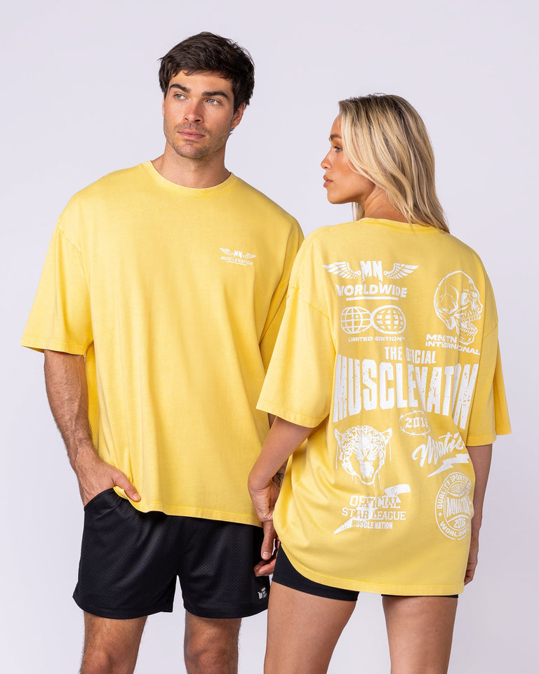 Archives Oversized Vintage Tee - Washed Honeycomb-T-Shirts-XS-112572WHYCB-XS-MNAPPRL47251-7-Muscle Nation