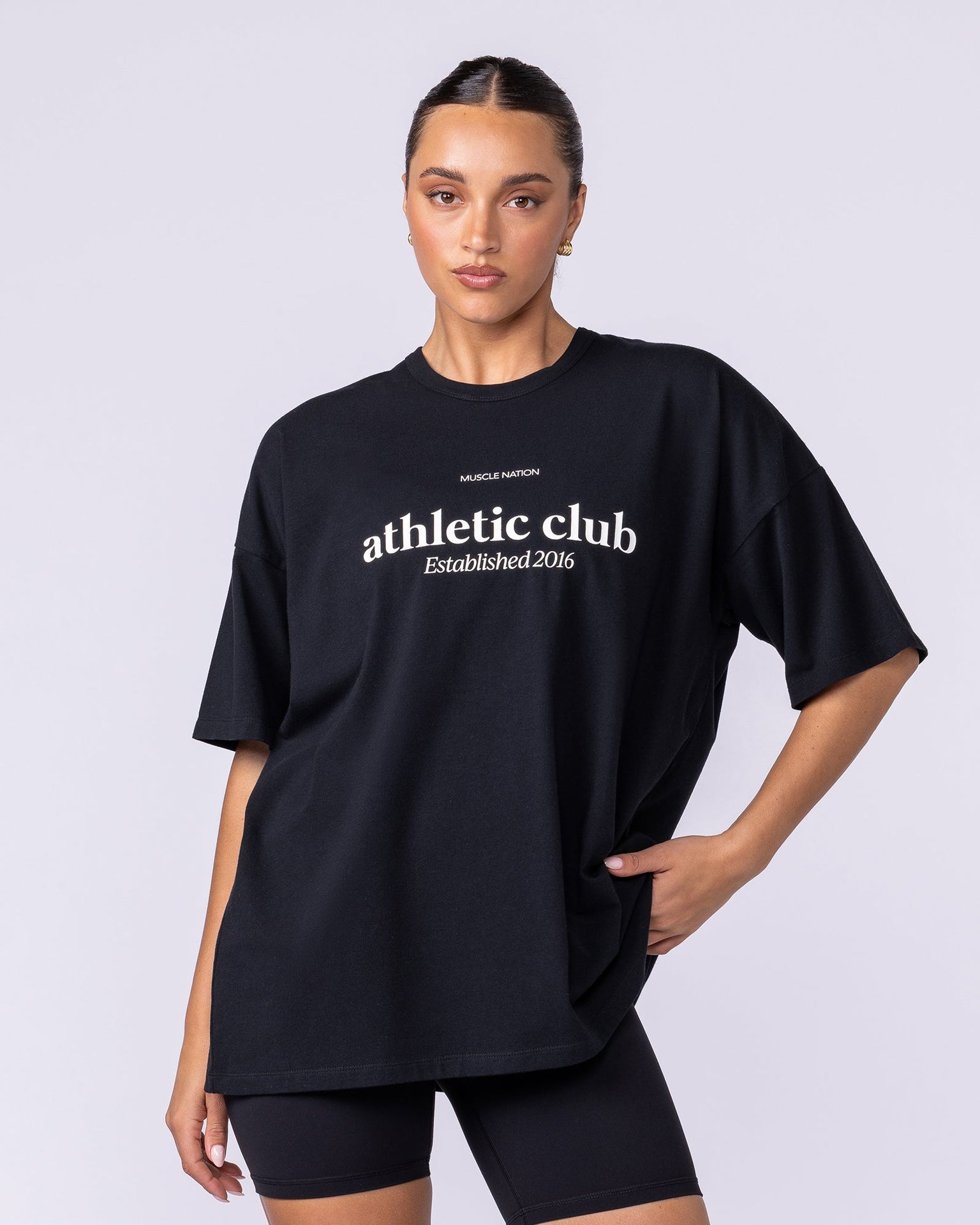 Athletic Club Oversized Tee - Black-T-Shirts-XXS-1125175BLK-XXS-MNAPPRL45435-3-Muscle Nation
