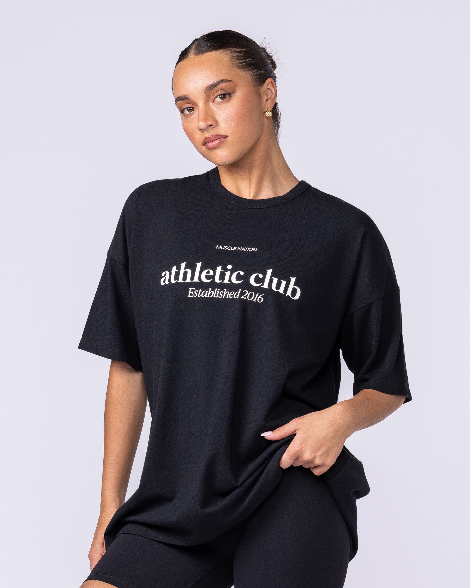Athletic Club Oversized Tee - Black-T-Shirts-XXS-1125175BLK-XXS-MNAPPRL45435-4-Muscle Nation