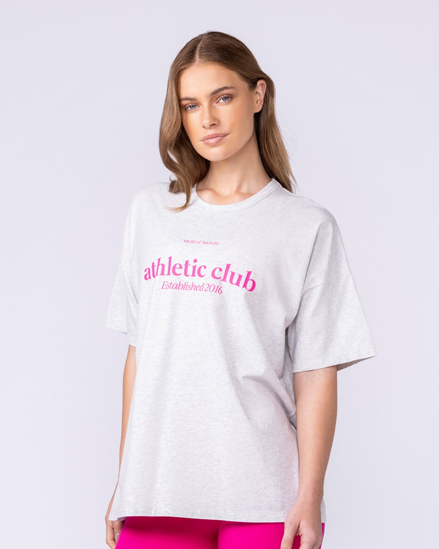 Athletic Club Oversized Tee - Snow Grey Marl-T-Shirts-XXS-1125175SNGRYMR-XXS-MNAPPRL45445-4-Muscle Nation
