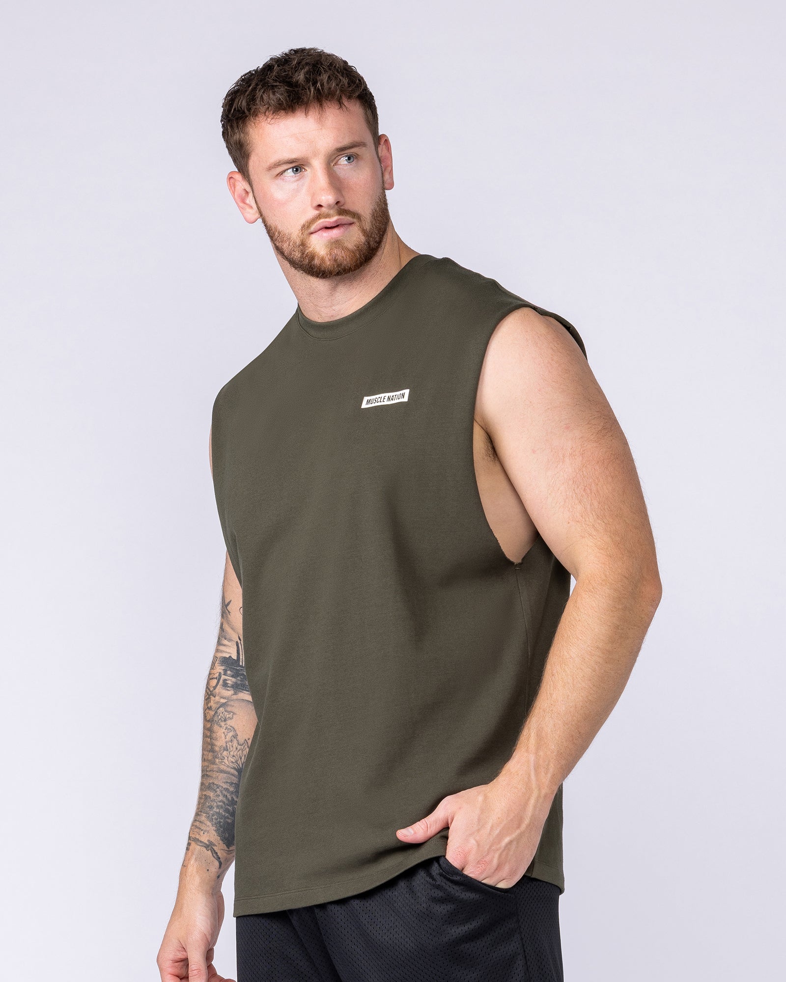 Athletic Division Muscle Tank - Dark Khaki-Singlets & Tanks-S-1125221DKHAKI-S-MNAPPRL47294-3-Muscle Nation