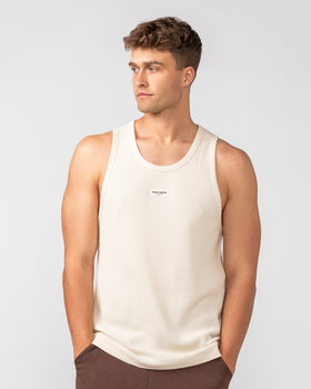 Waffle Tank - Travertine-Singlets & Tanks-S-082408TRAV-S-MNAPPRL32458-1-Muscle Nation
