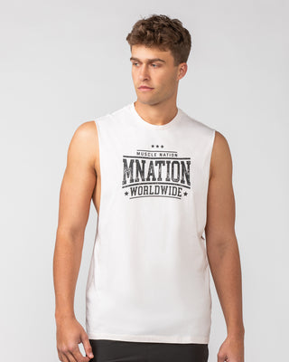 Undefeated Drop Arm Tank - Travertine-Singlets & Tanks-S-082411TRAV-S-MNAPPRL32530-2-Muscle Nation