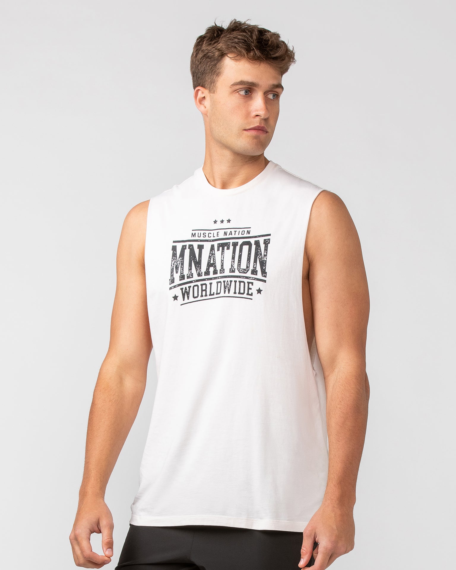 Undefeated Drop Arm Tank - Travertine-Singlets & Tanks-S-082411TRAV-S-MNAPPRL32530-4-Muscle Nation