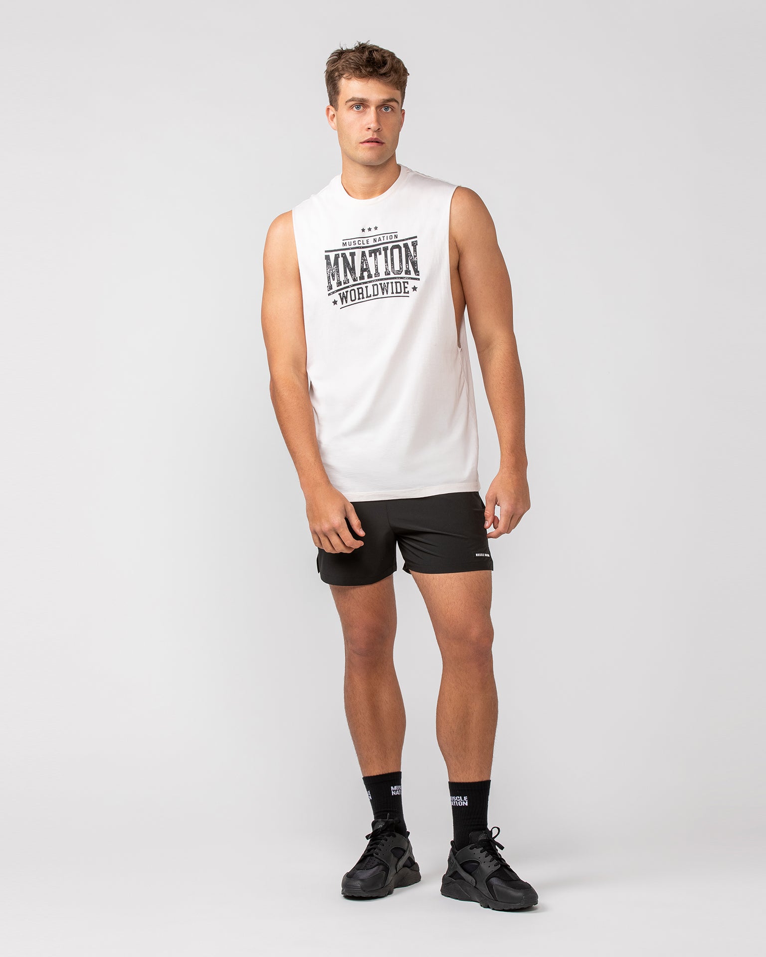 Undefeated Drop Arm Tank - Travertine-Singlets & Tanks-S-082411TRAV-S-MNAPPRL32530-6-Muscle Nation