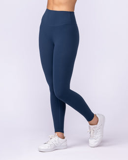 Aura Back Pocket Ankle Length Leggings - Navy-Leggings-XXS-1125123NAVY-XXS-MNAPPRL45509-1-Muscle Nation